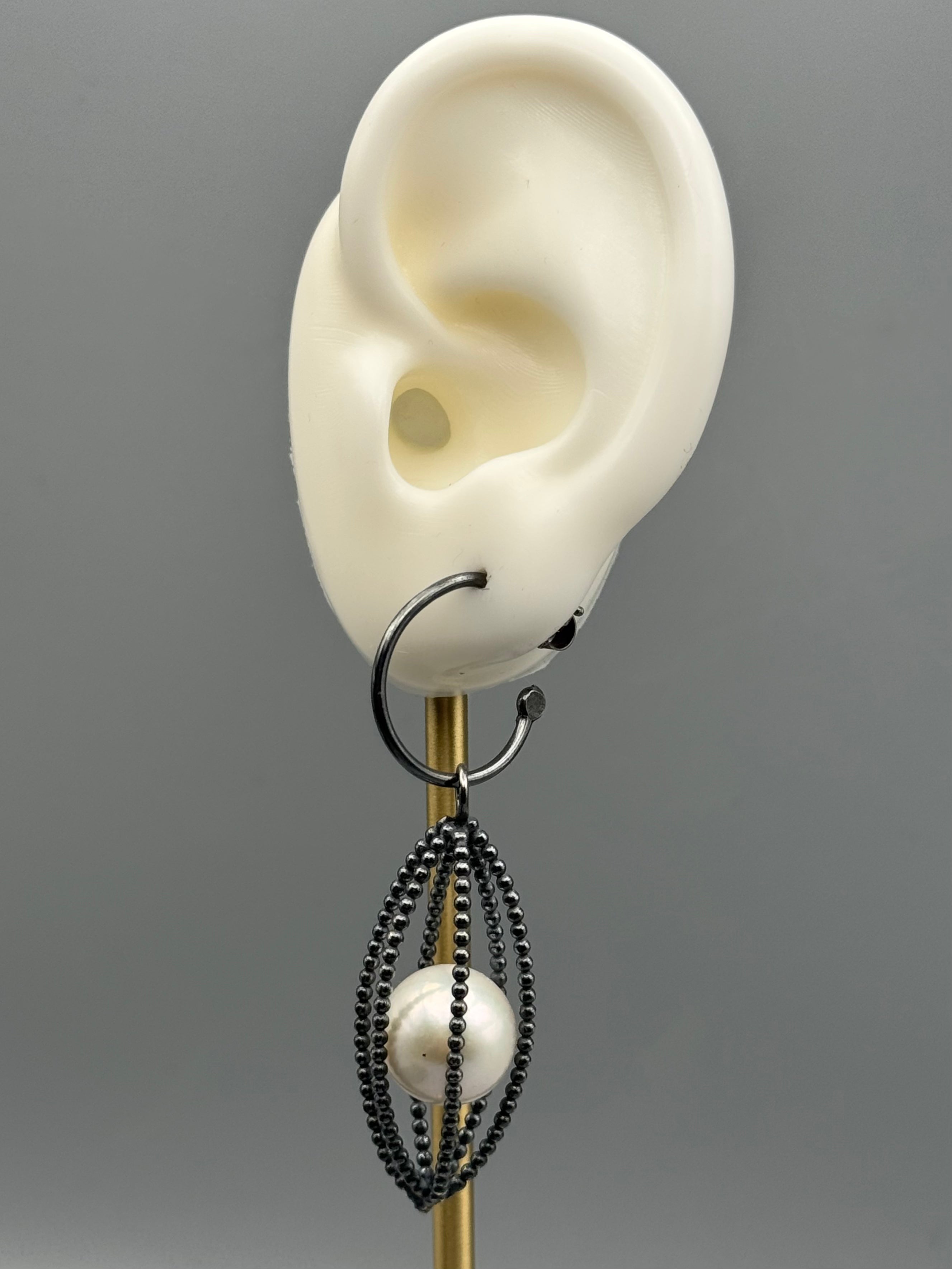 •POD• pearl + silver post earrings