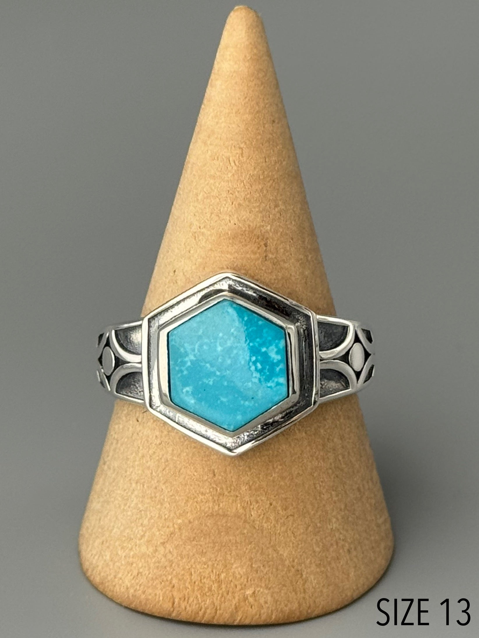 •MEXICAN TURQUOISE - HEX SIGNET• sterling silver ring (various sizes)