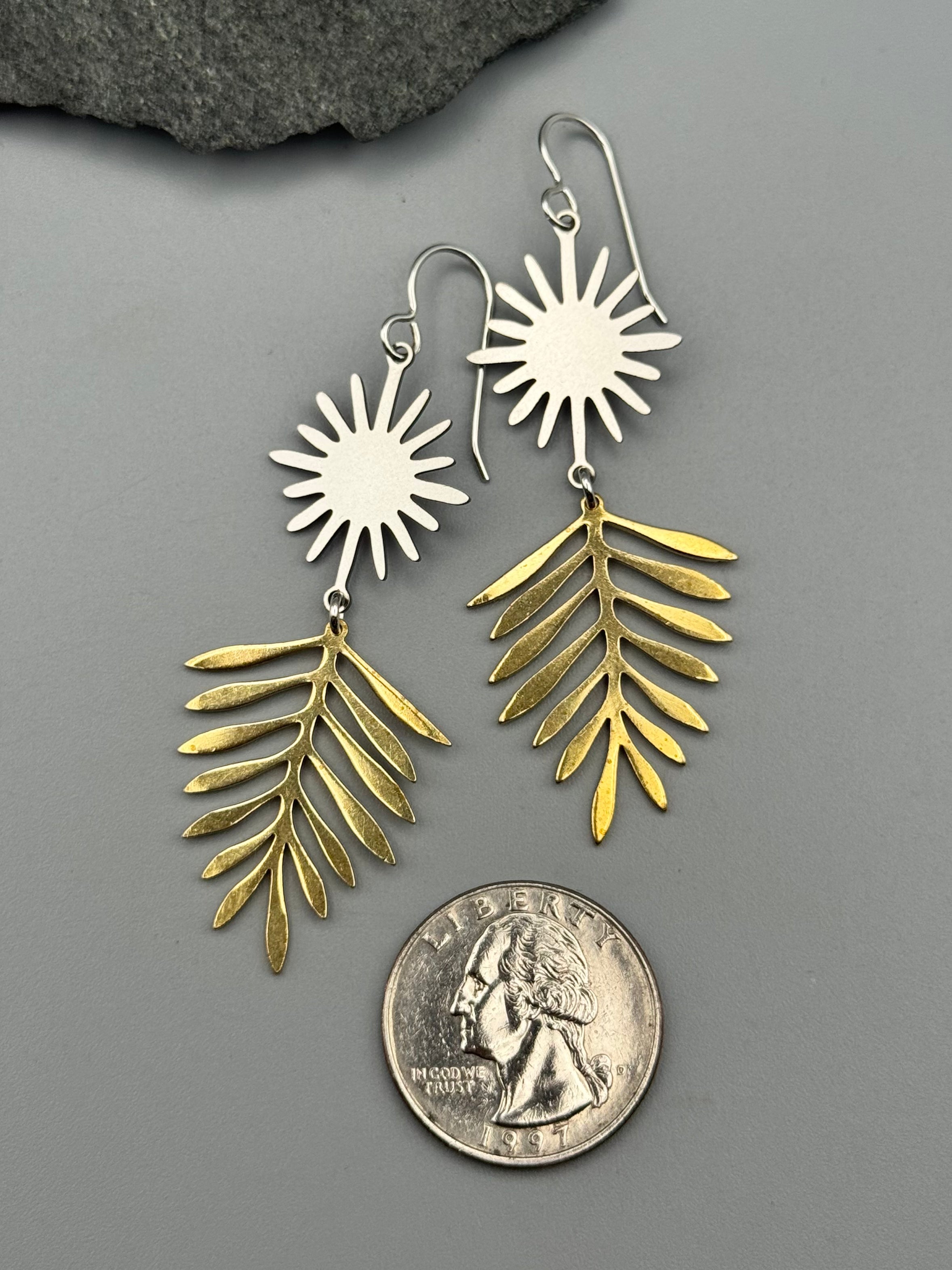 •BOTANICA SOL• mixed metal dangle earrings
