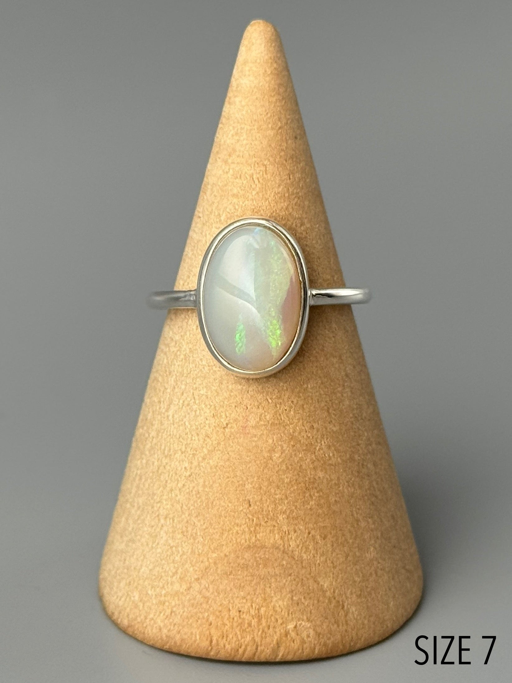 •ETHIOPIAN OPAL - OVAL• simple bezel silver ring (various sizes)