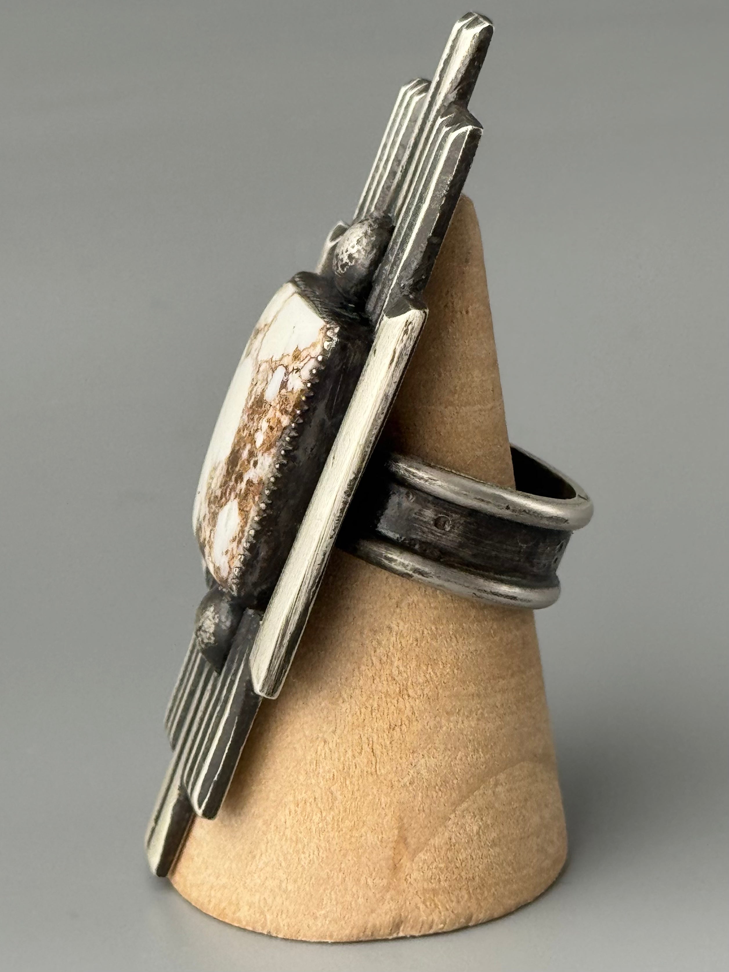 •EPOQUE• wild horse jasper + silver ring (size 8.5)