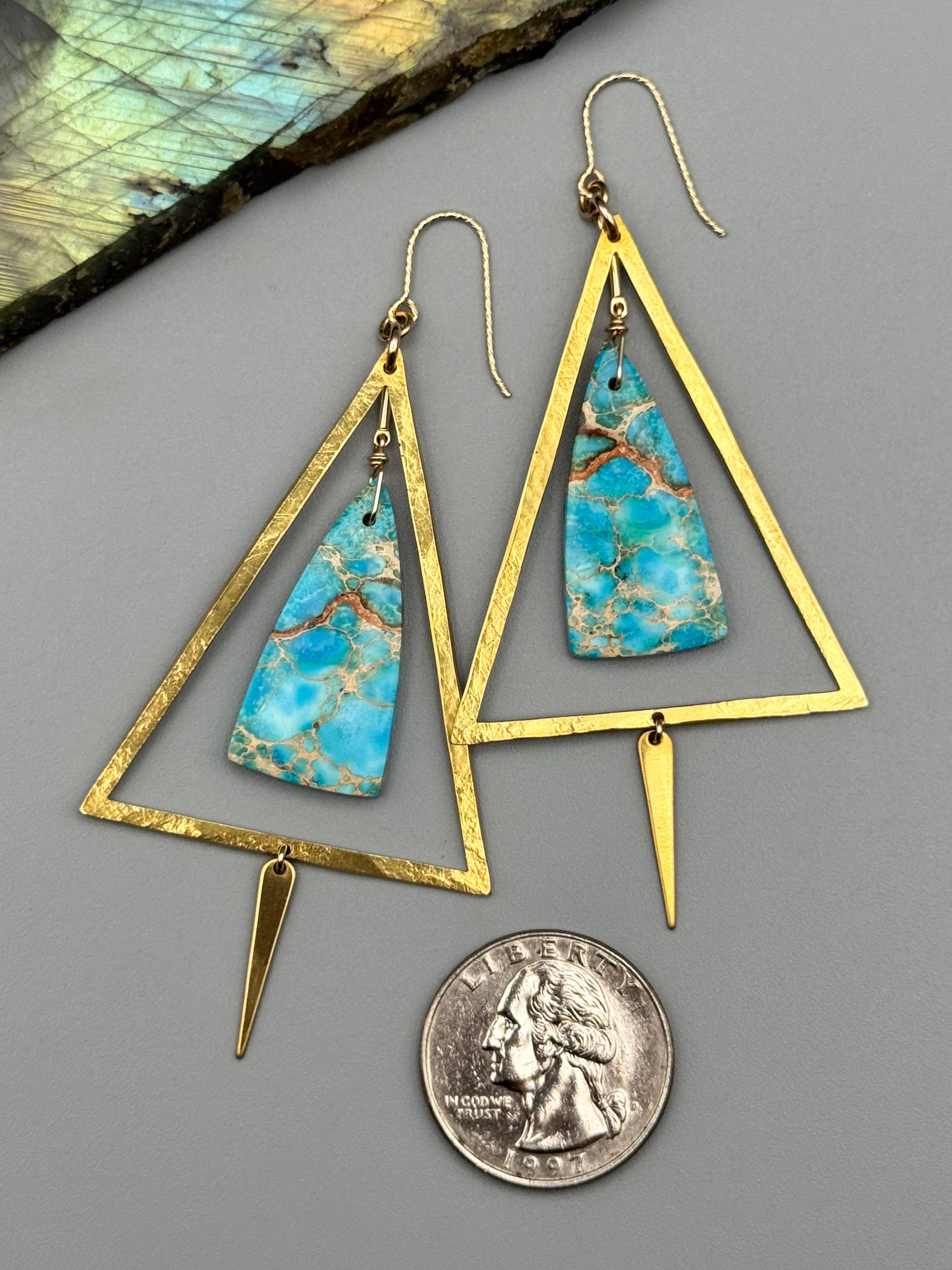 •ASET• madagascar jasper + gold earrings