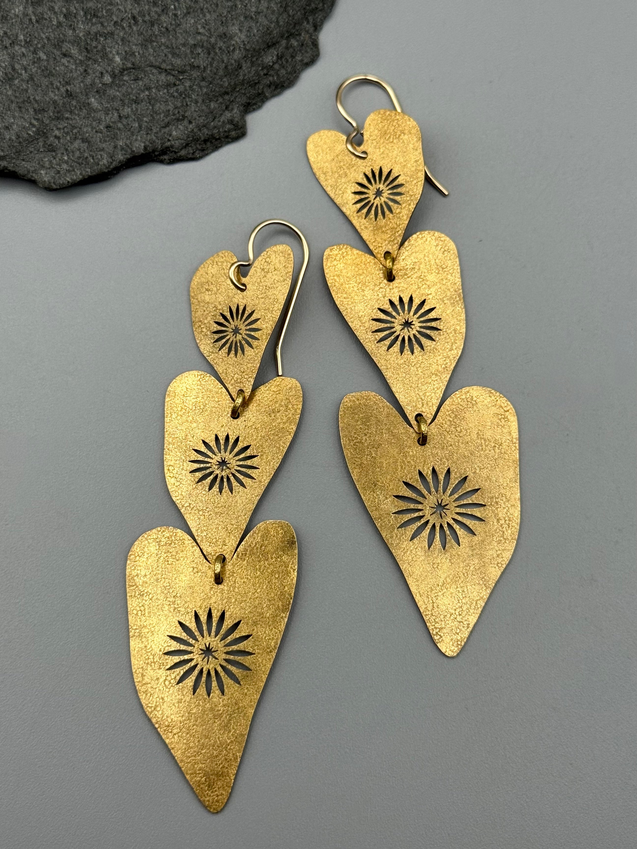 •FALLING IN LOVE• gold dangle earrings