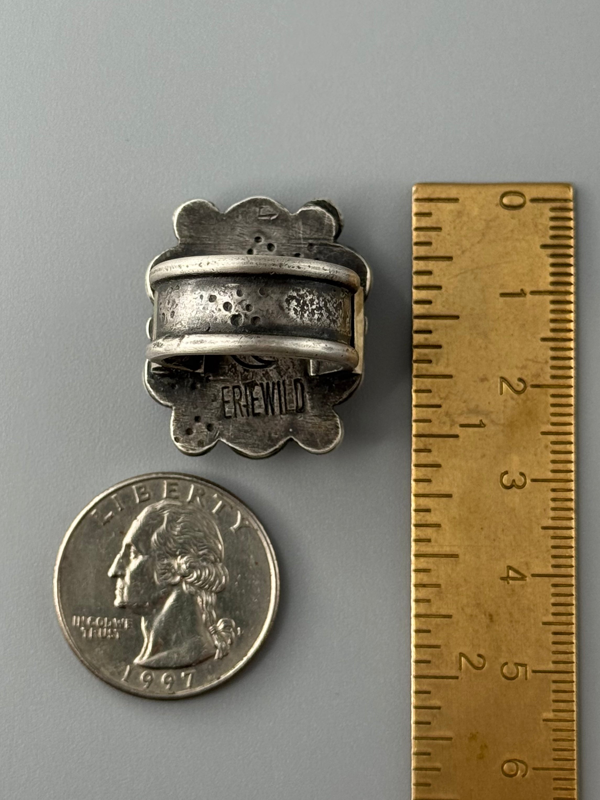 •CADENA• white buffalo + silver ring (size 7.5)