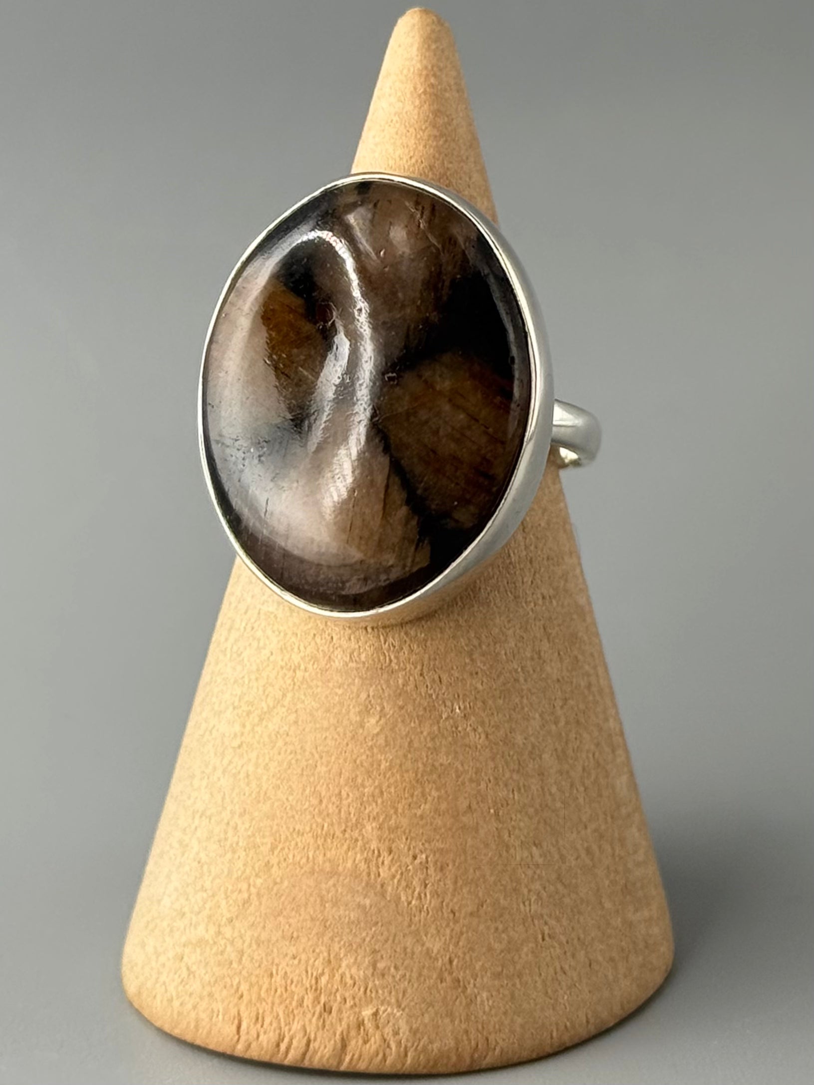 •CHIASTOLITE - OVAL• sterling silver ring (various sizes)