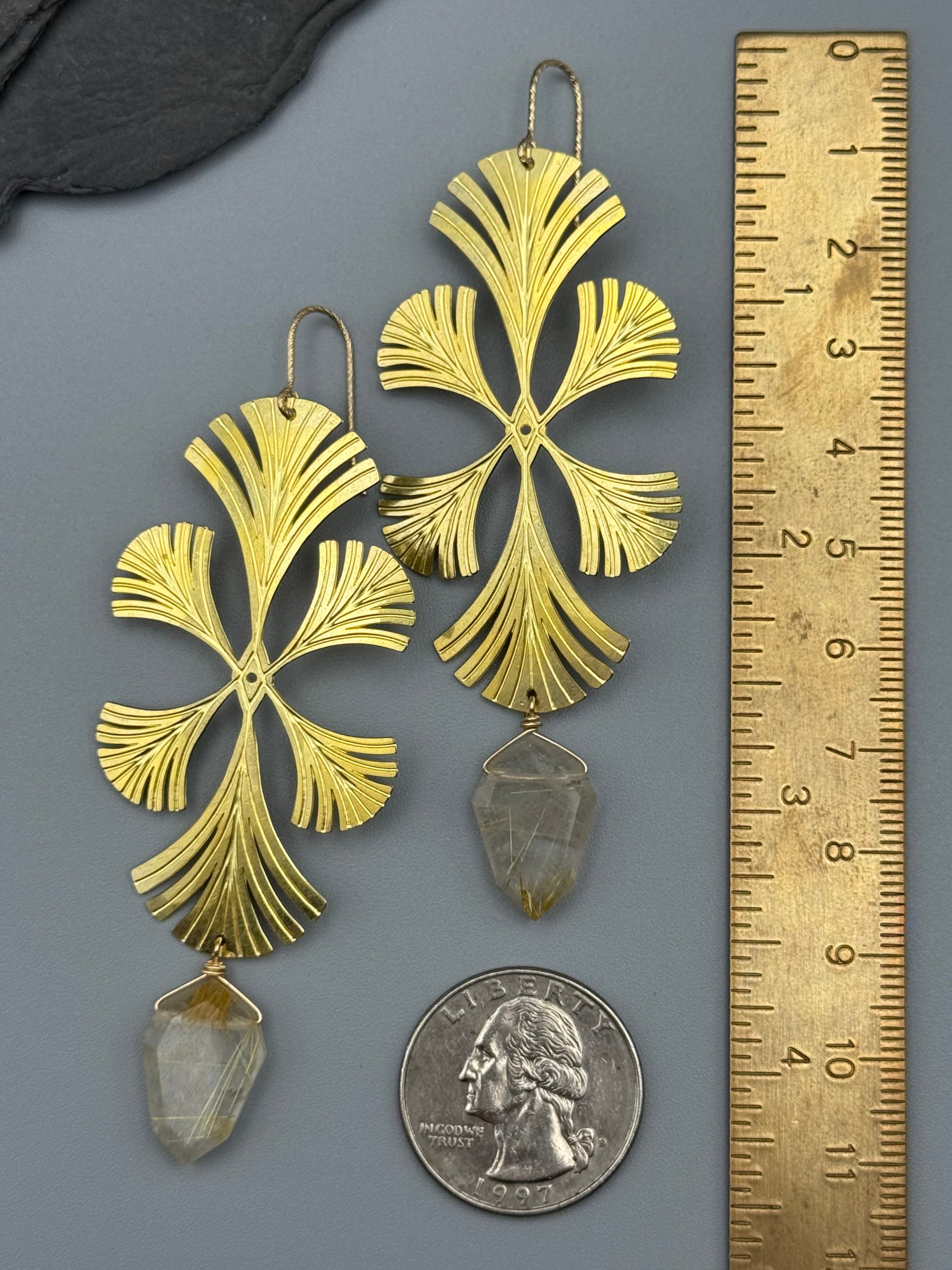 •SIGIL• rutilated quartz + gold earrings