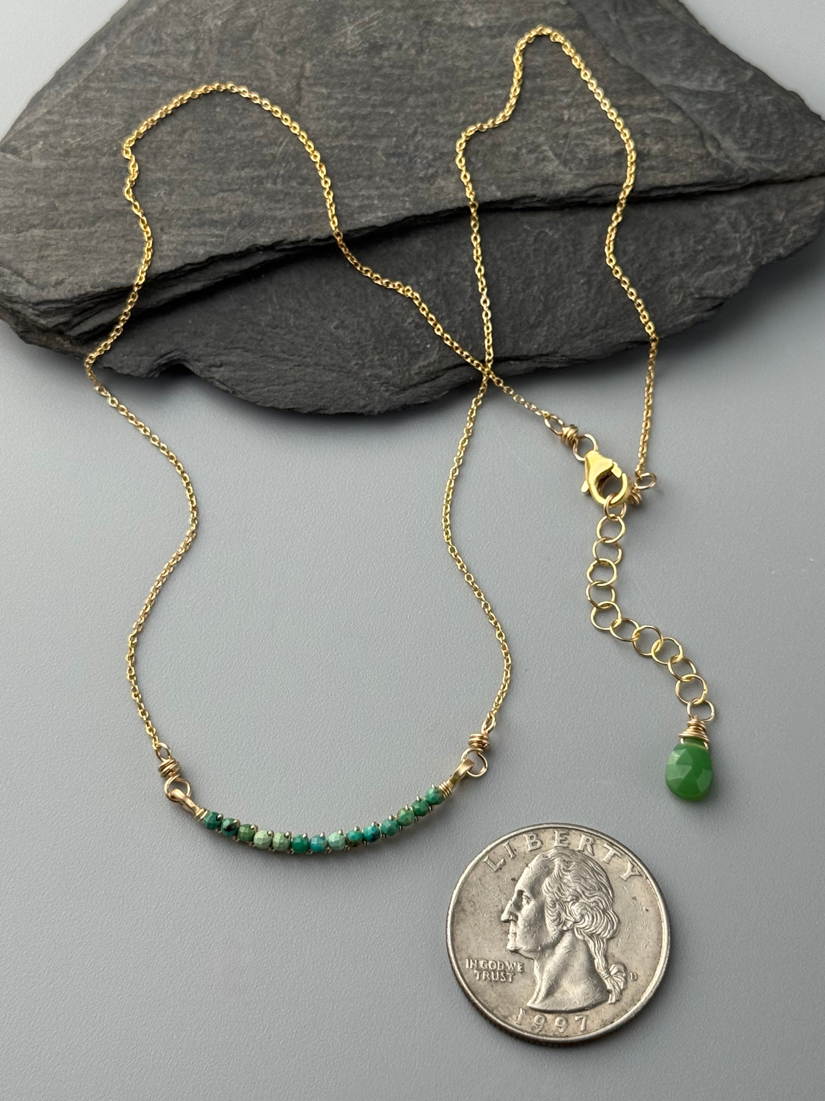 •SMILE• turquoise + gold necklace (16" long)