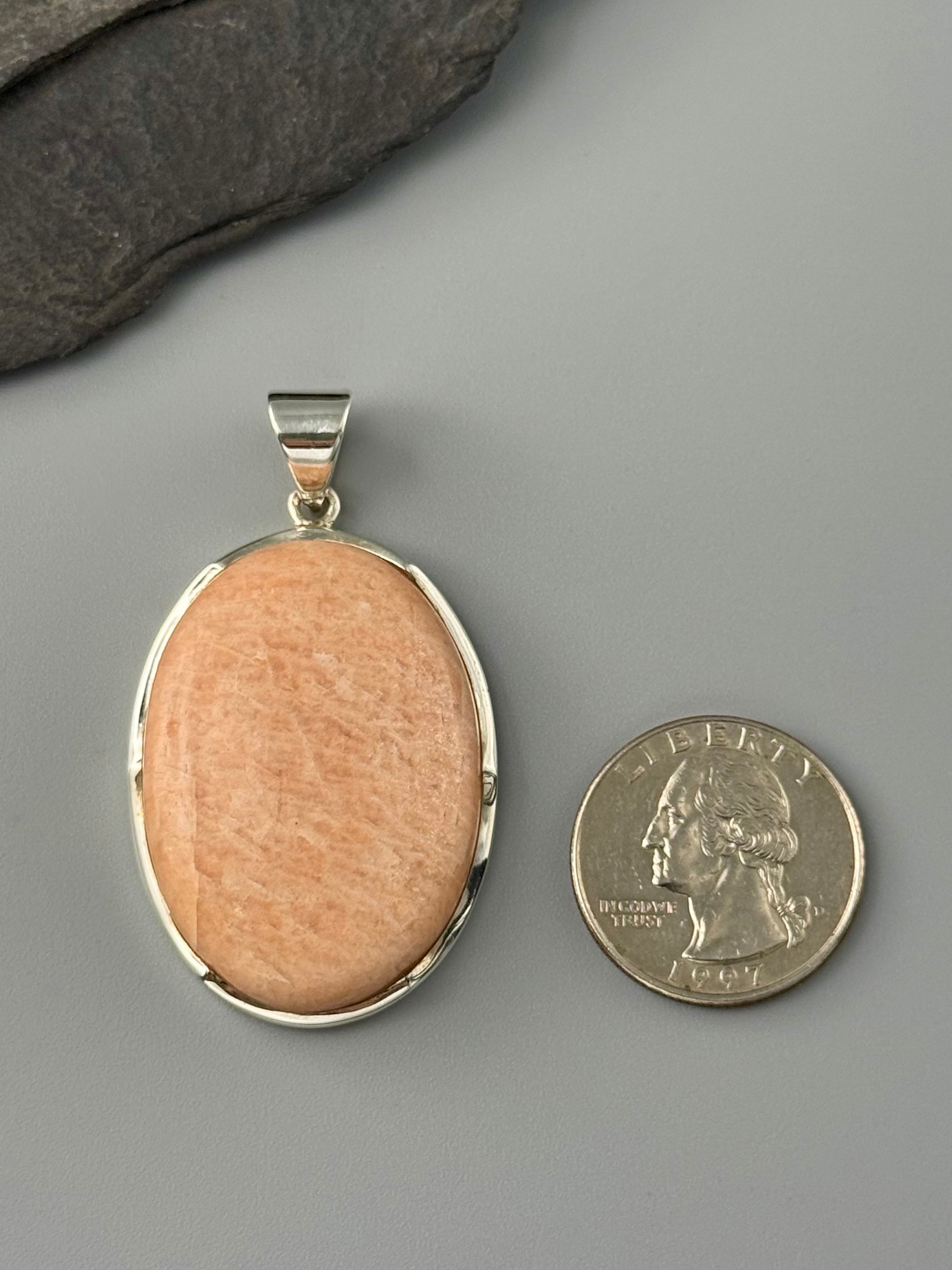 •SCOLECITE OVAL - SCALLOPED• sterling silver pendant