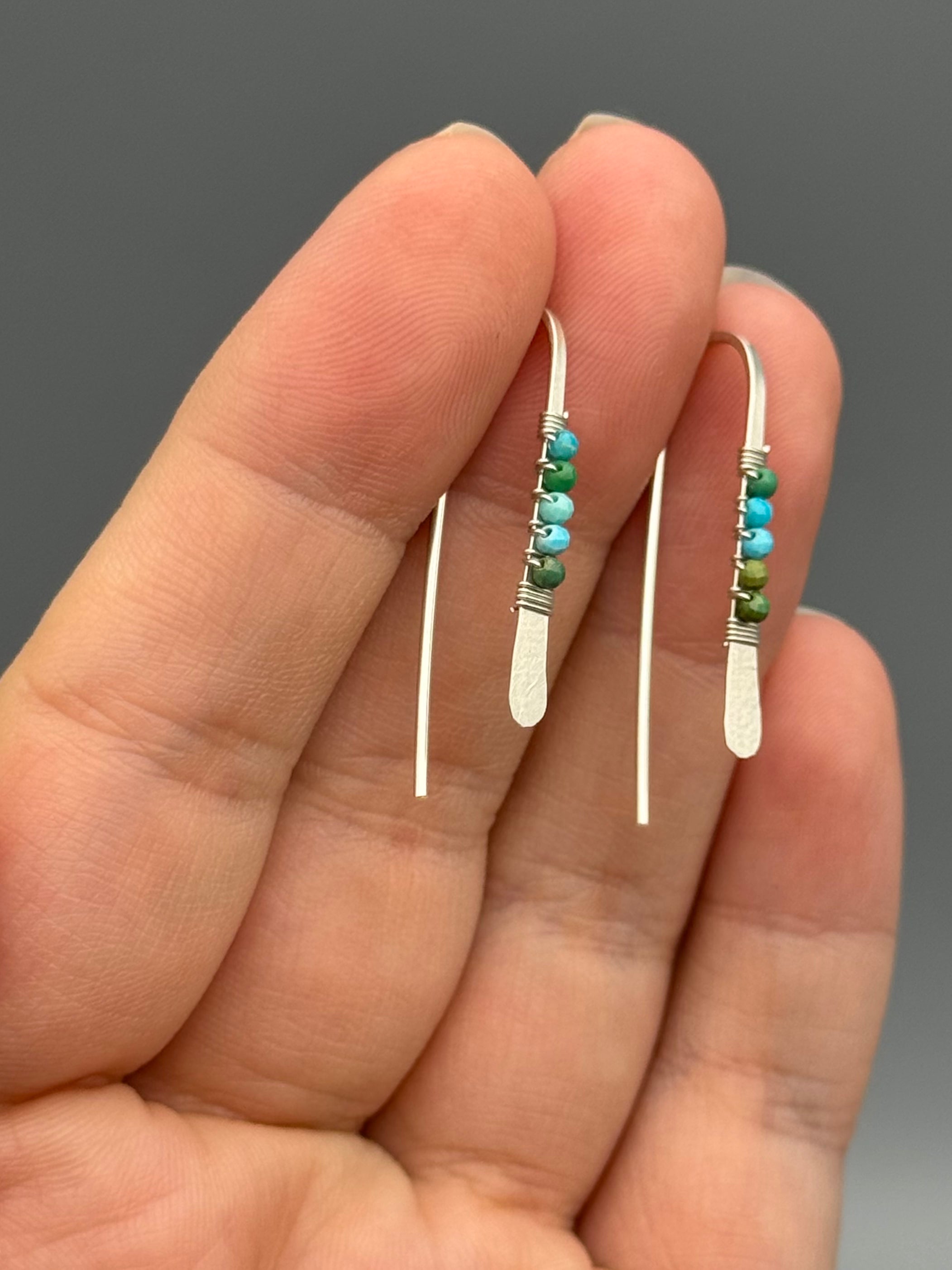 •PETITE THREADER• turquoise + silver earrings