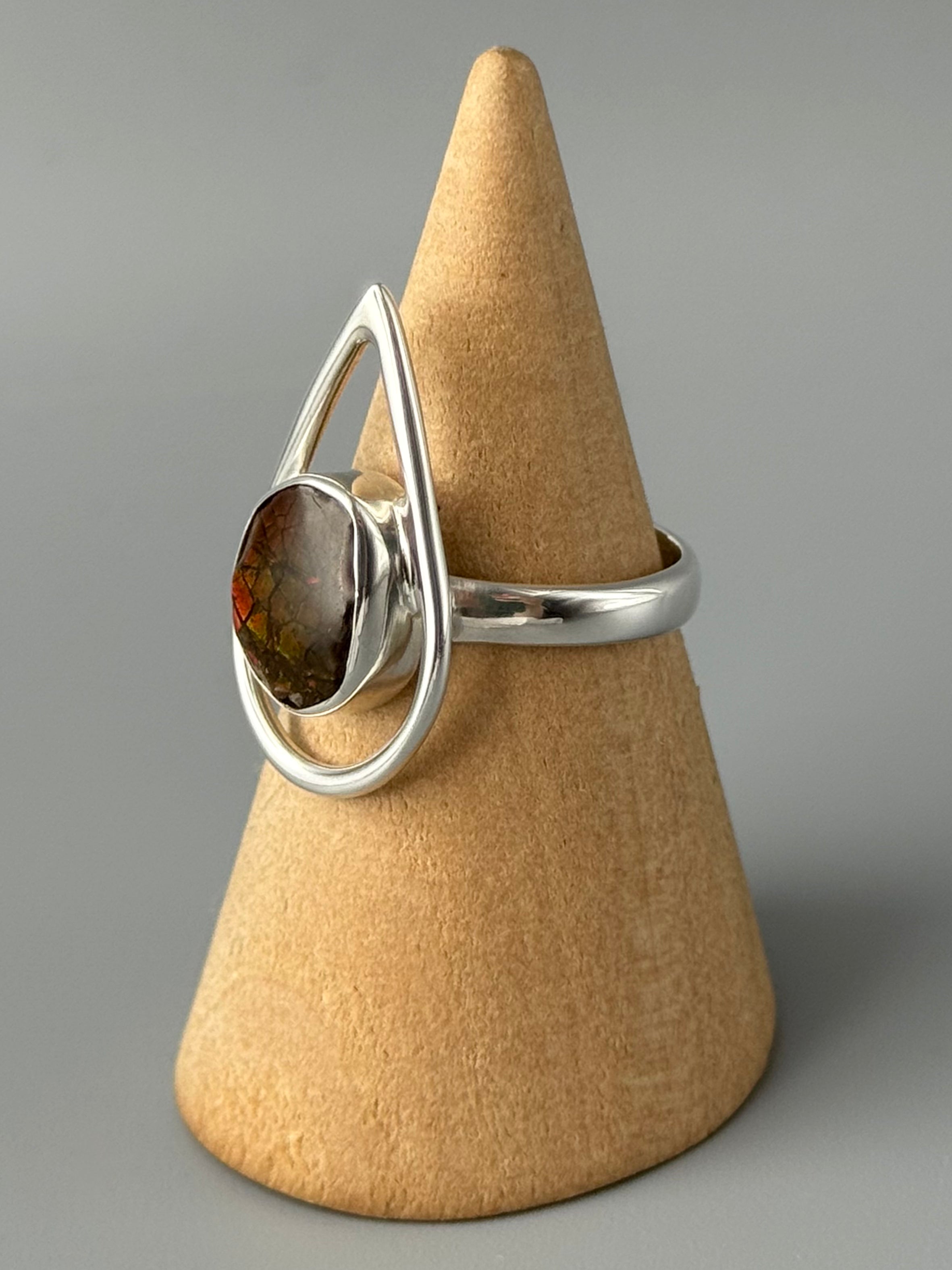 •AMMOLITE - OPEN TEAR 2• silver ring (size 7)