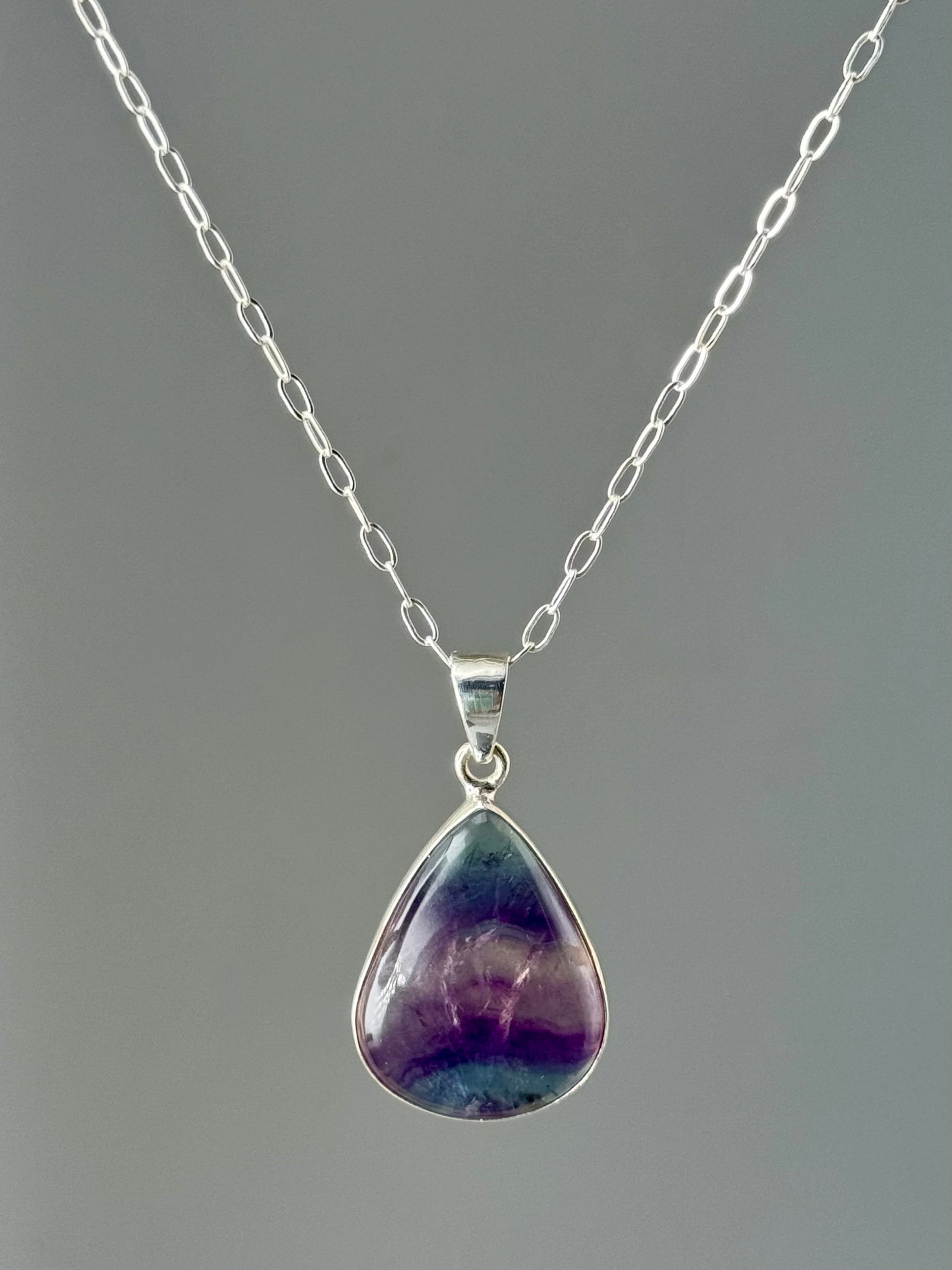 •FLUORITE TEARDROP• sterling silver pendant