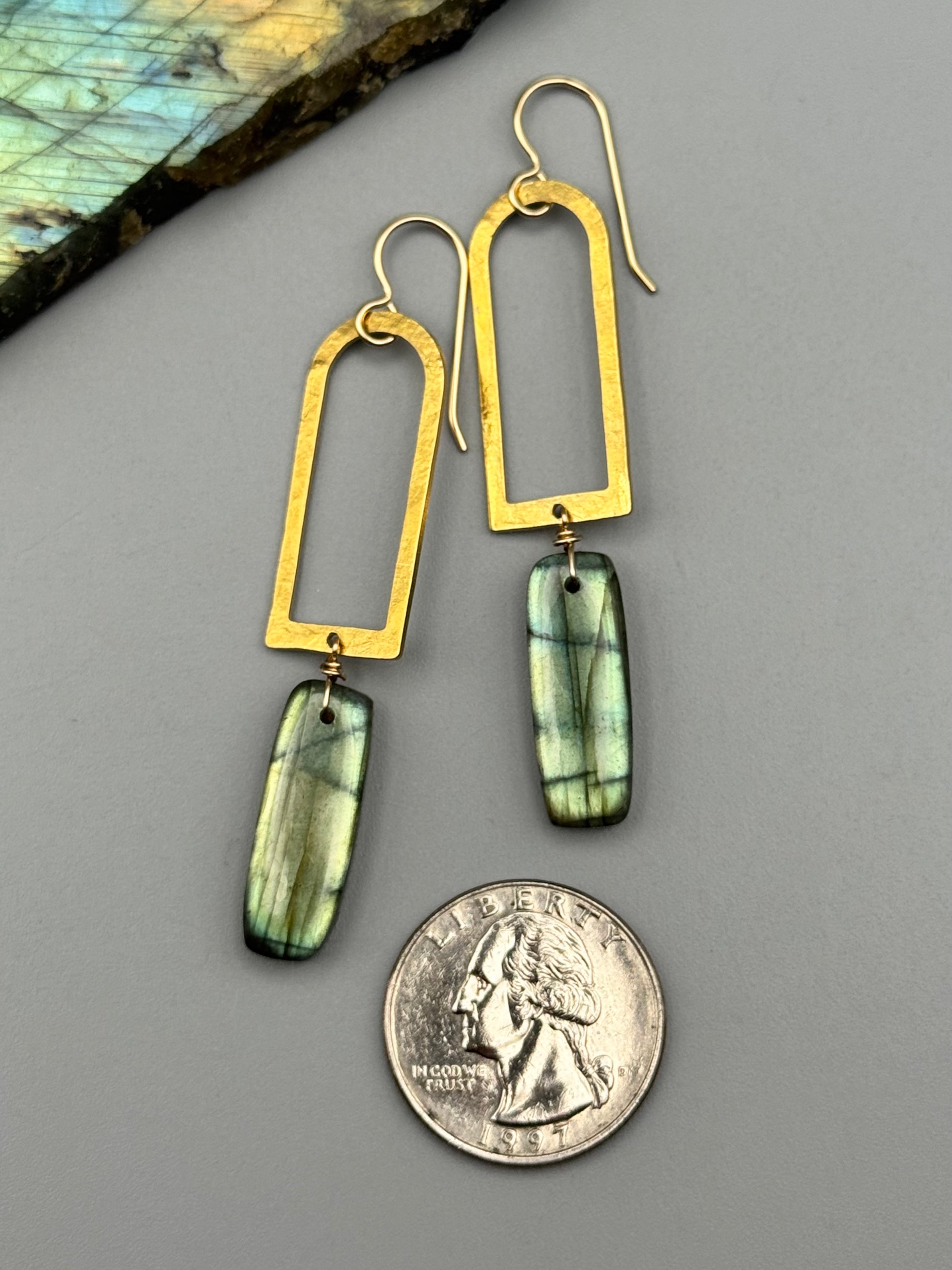 •PORTAL• labradorite tower + gold earrings
