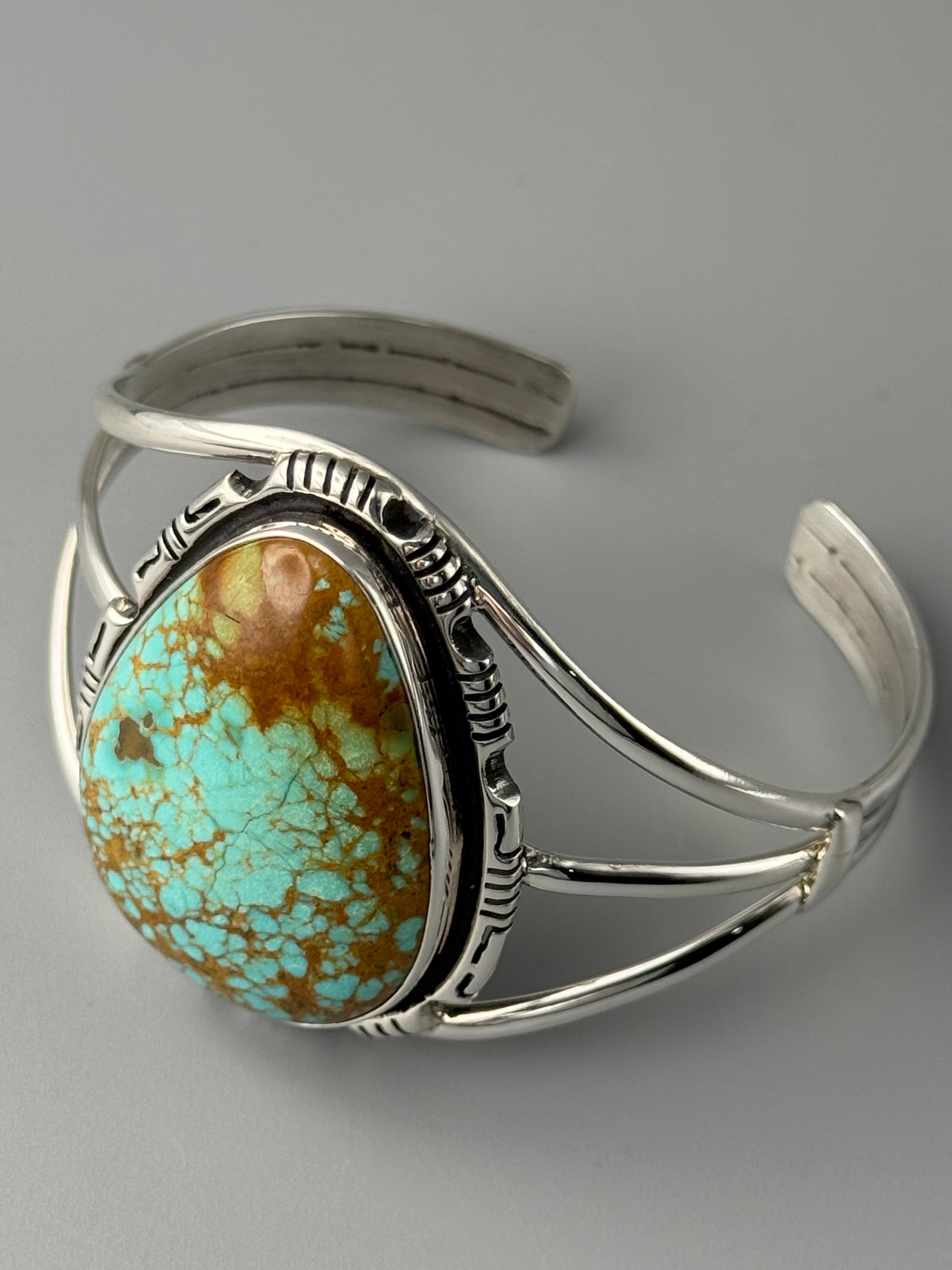 •#8 TURQUOISE - STORM• Navajo sterling silver cuff bracelet (7.75" +/-)