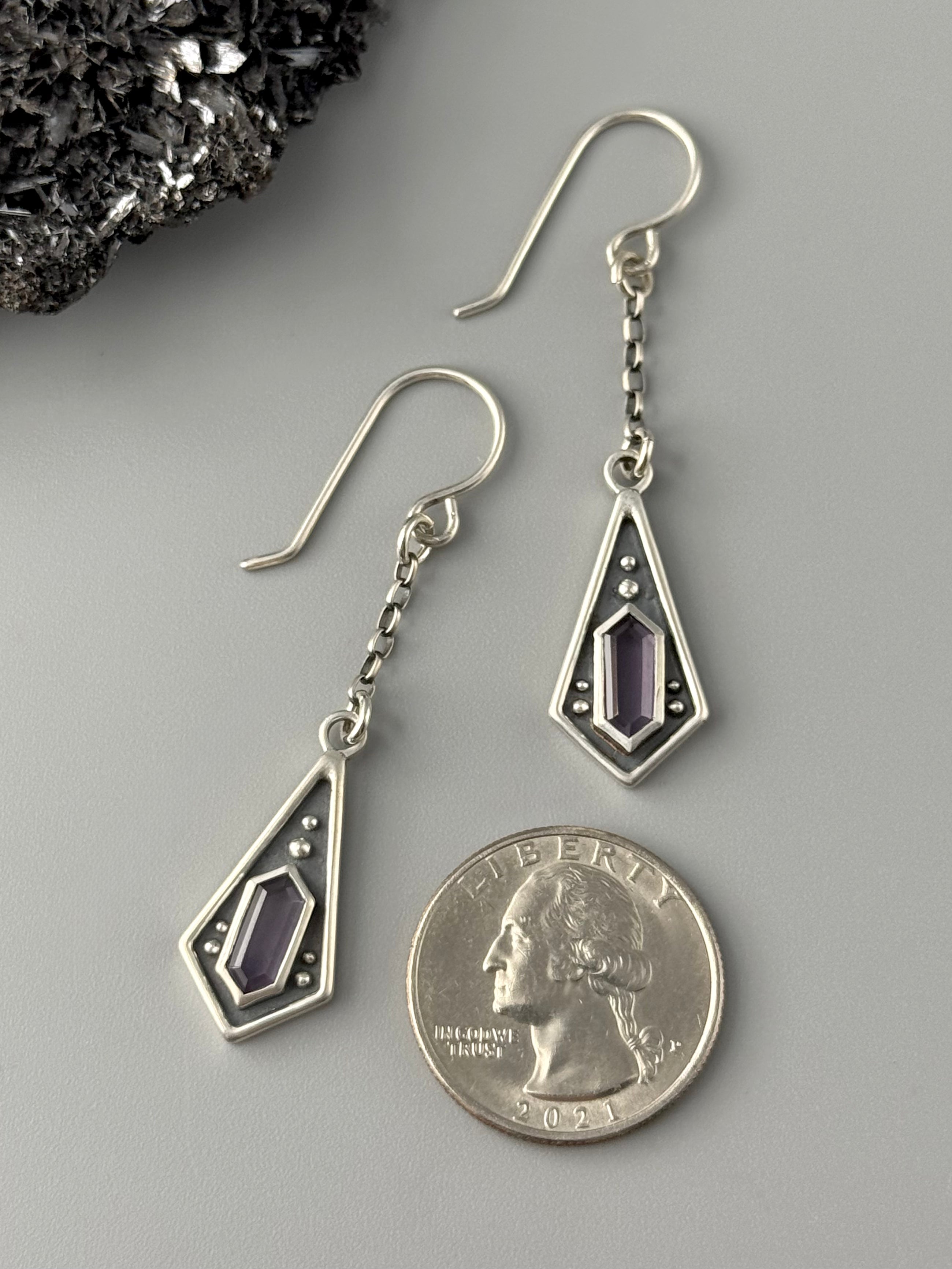 •MAIDEN KITE• amethyst + silver dangle earrings