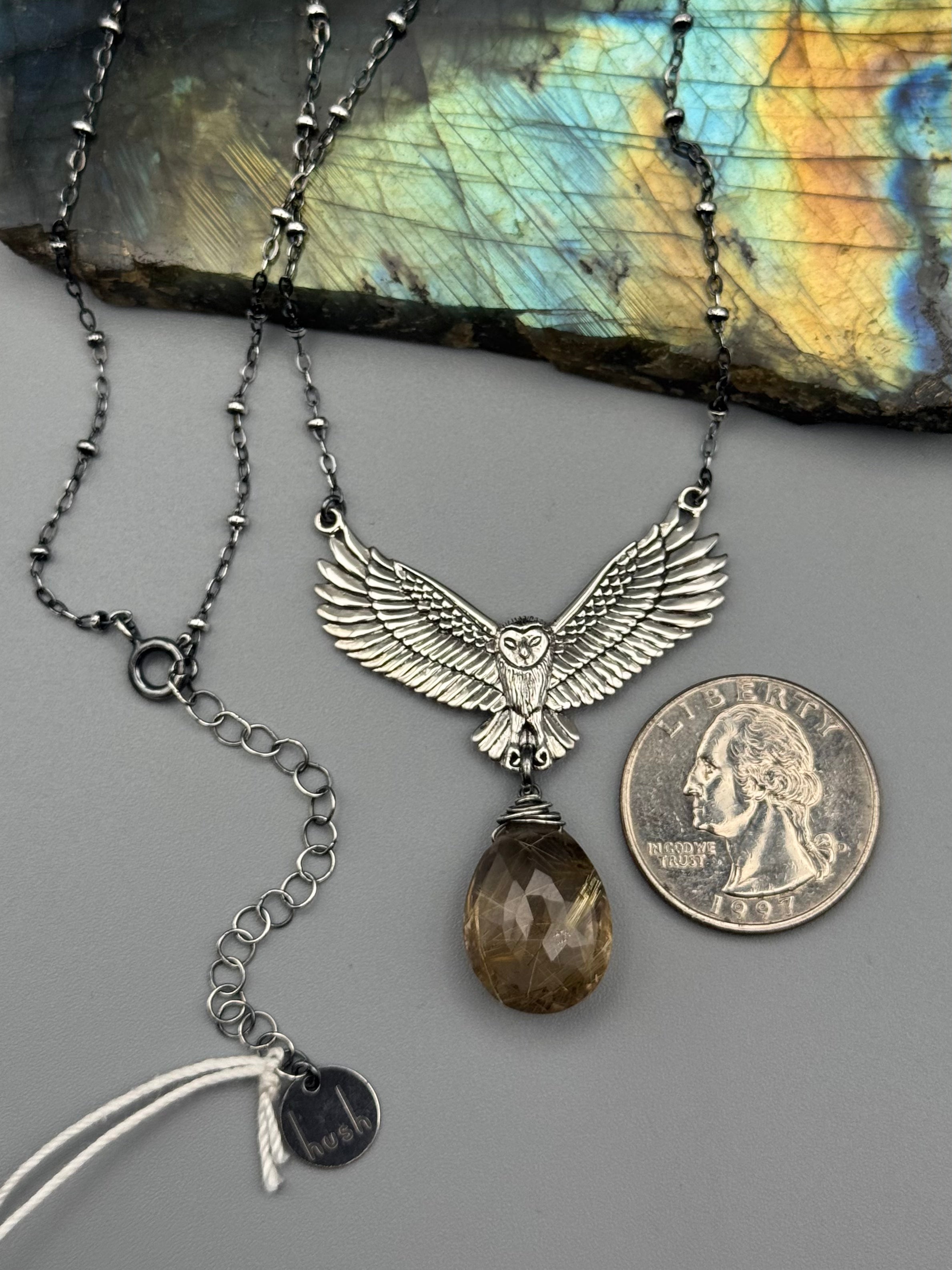•NOCTURNA• rutilated quartz + silver necklace (17"-19" long)