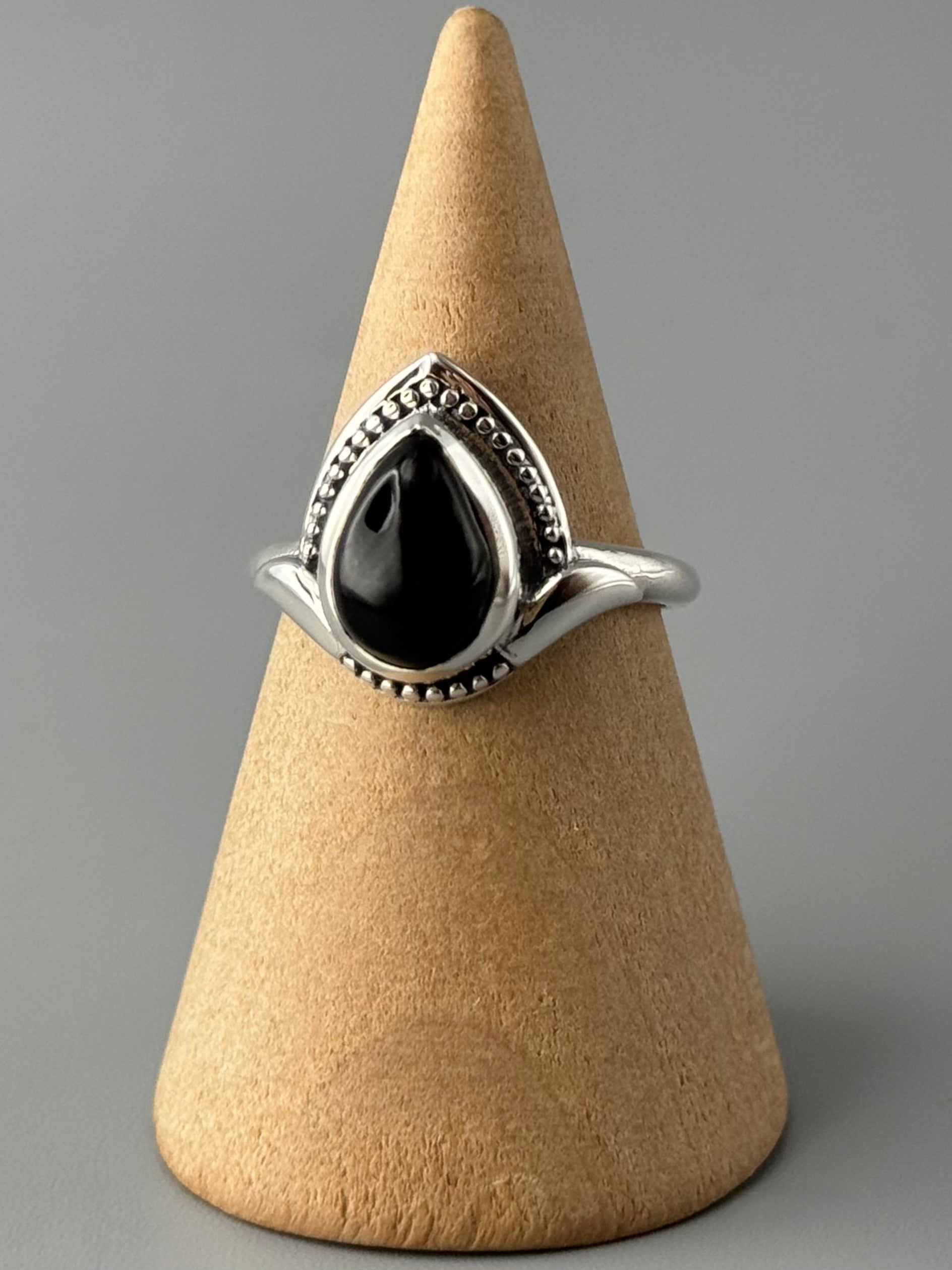 •BLACK ONYX - SHIELD• sterling silver ring (various sizes)