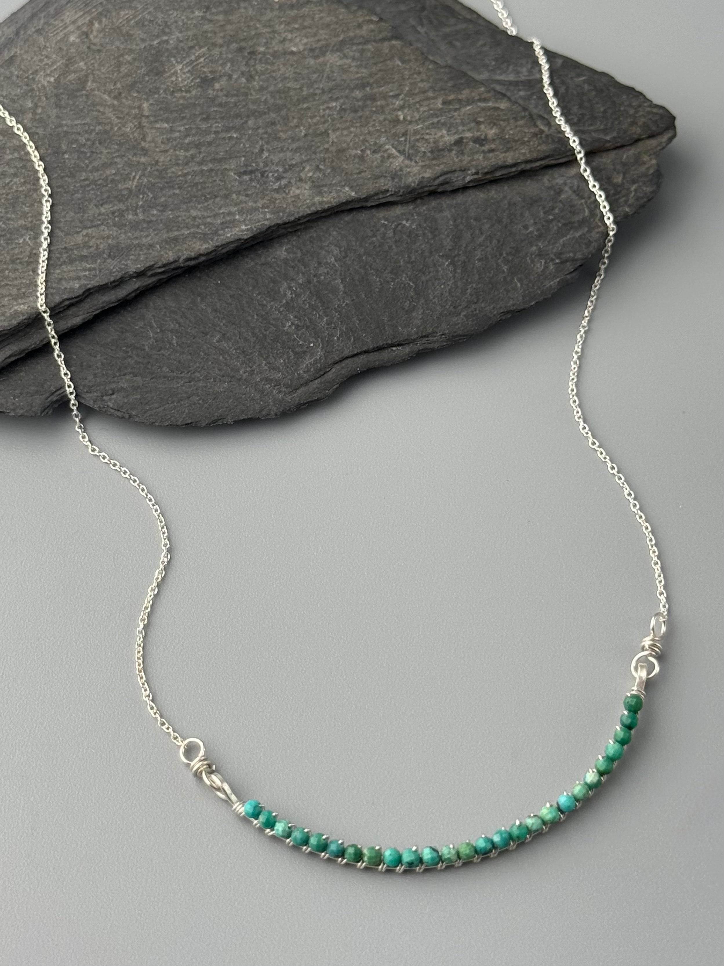 •ADORNED CURVED BAR• turquoise + silver necklace
