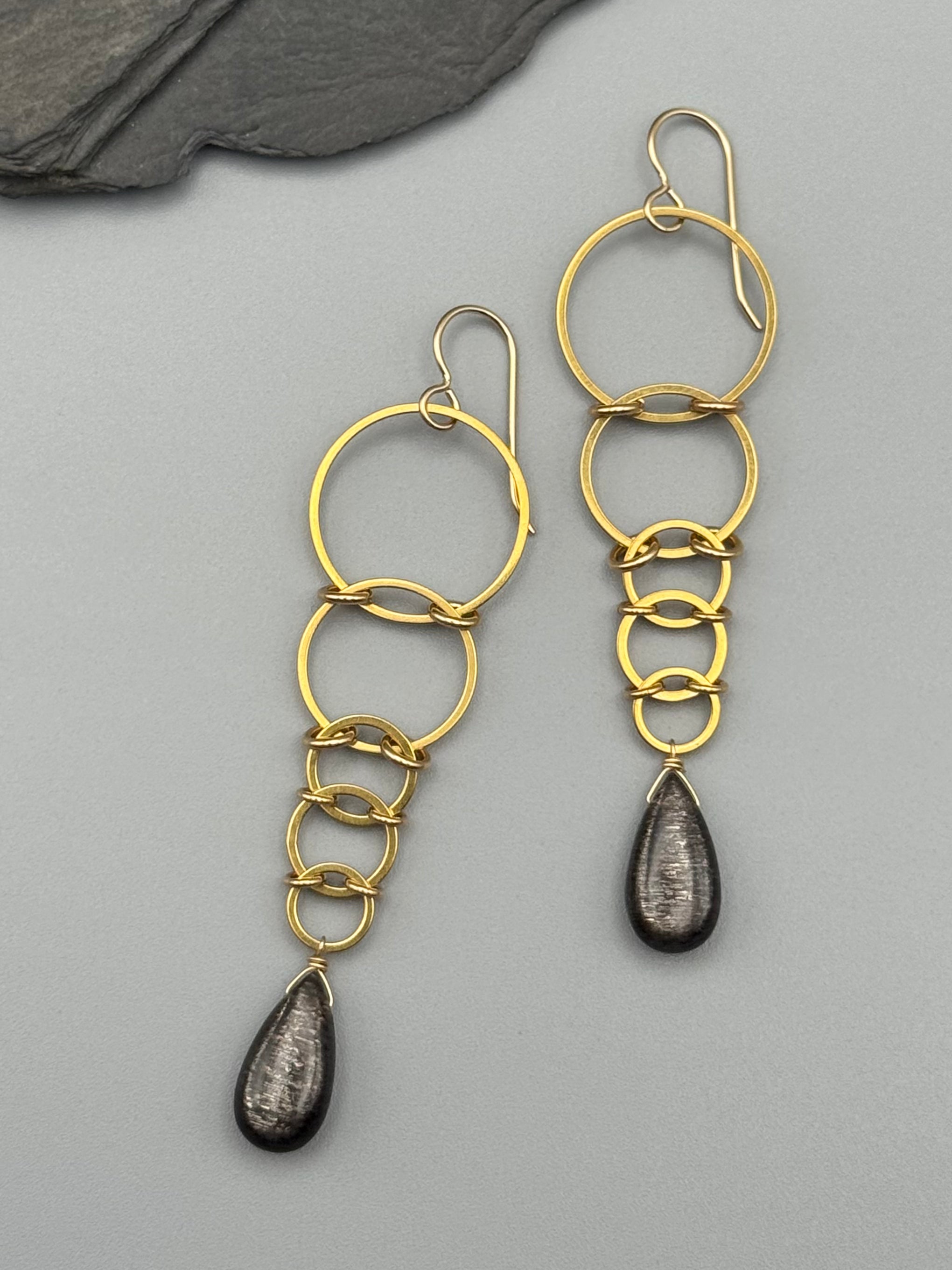 •EOWYN• chocolate sunstone + gold earrings