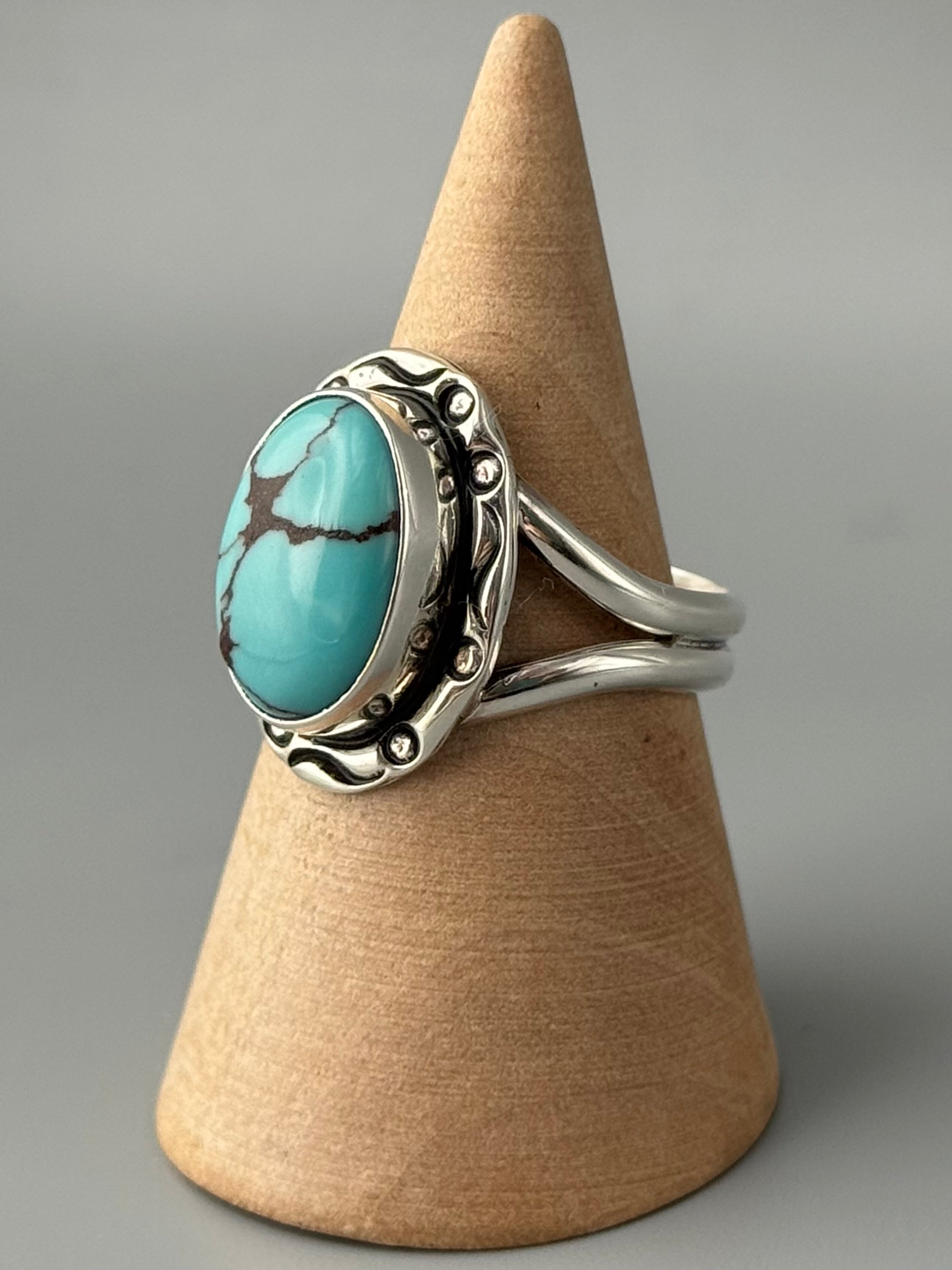 •EGYPTIAN TURQUOISE - SMUDGE• Navajo silver ring (size 9)
