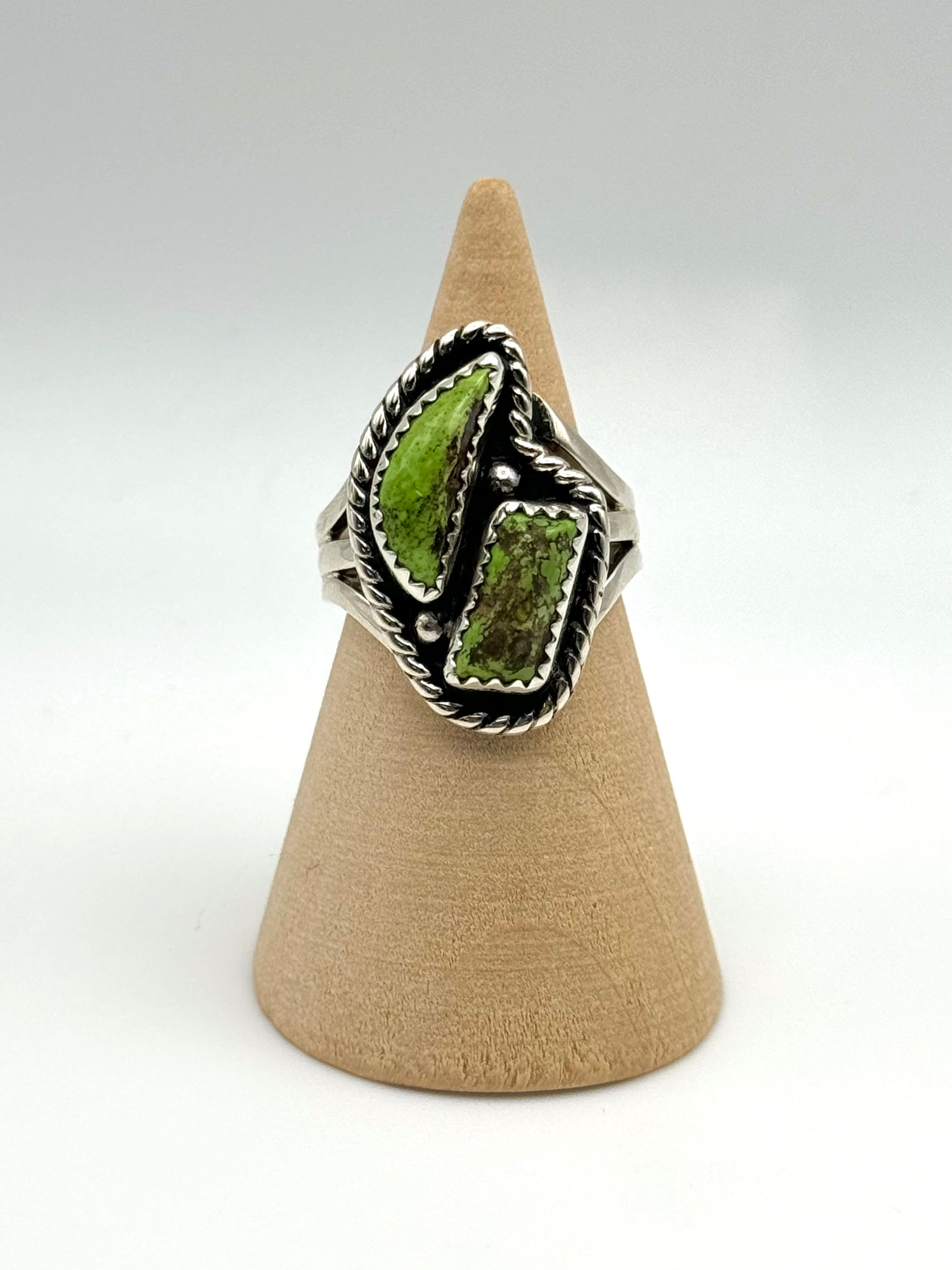 •GASPEITE• Navajo silver double stone ring (size 7)