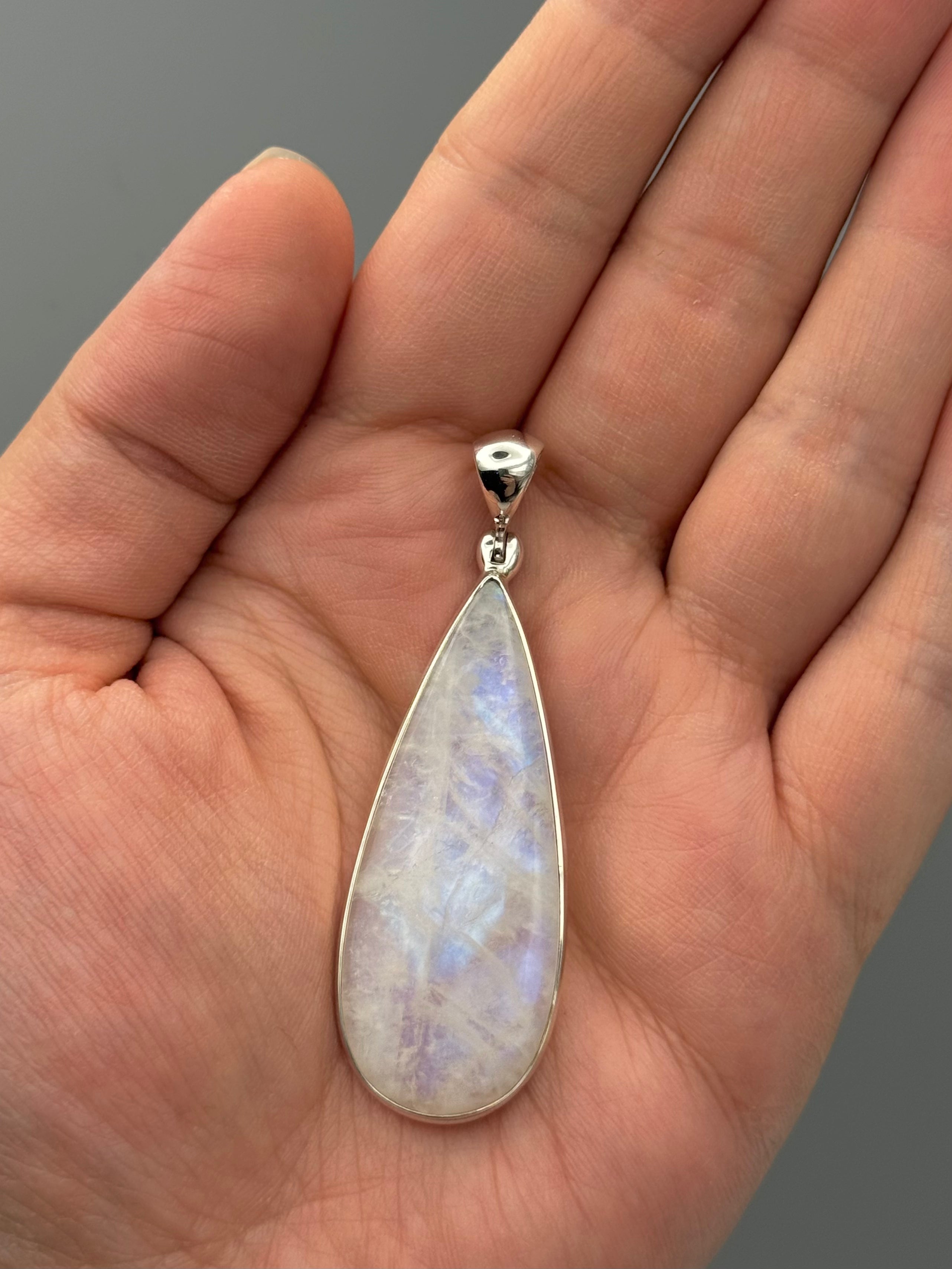 •RAINBOW MOONSTONE - LARGE TEARDROP• sterling silver pendant