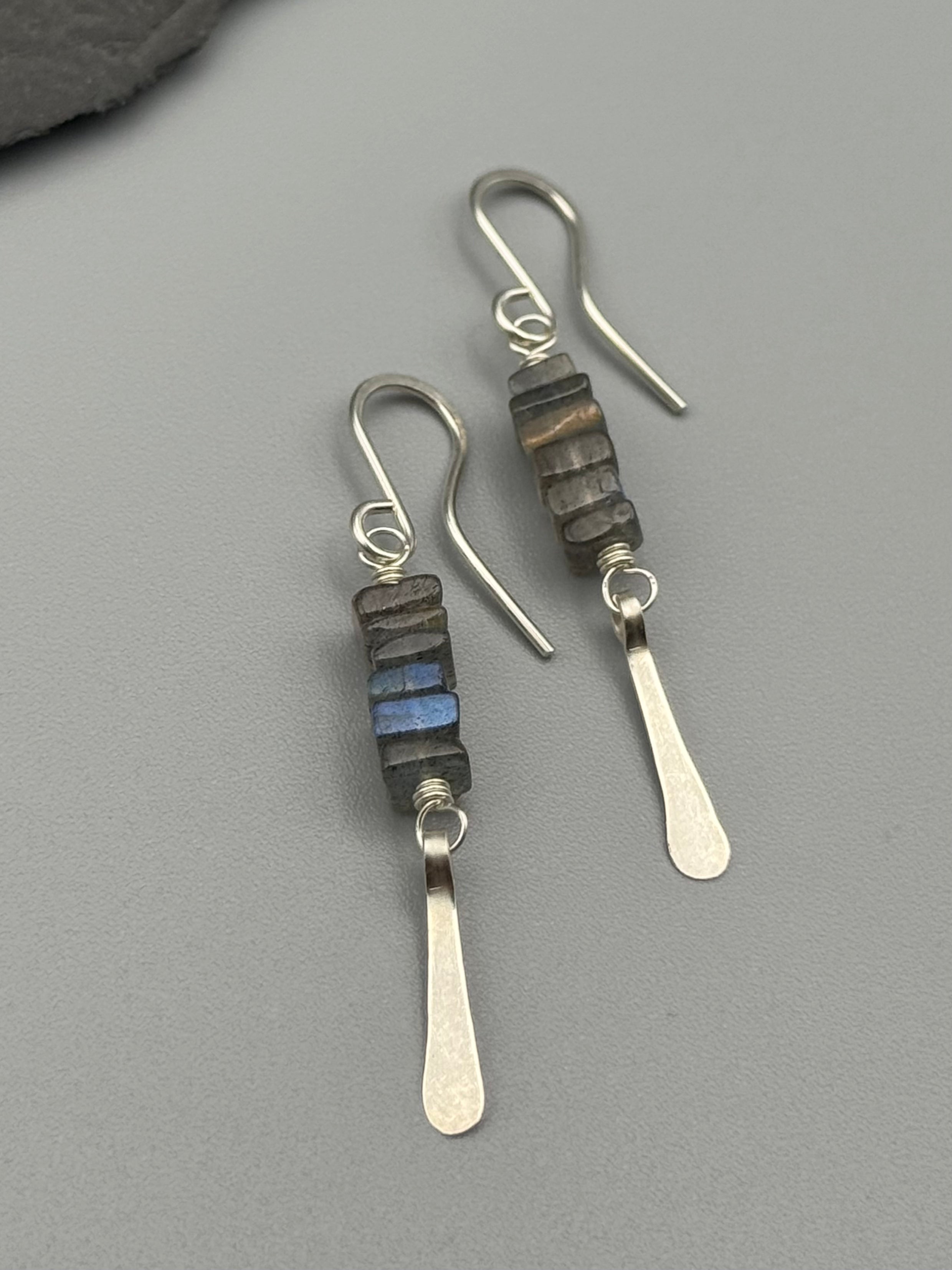 •STACK• labradorite + silver dangle earrings