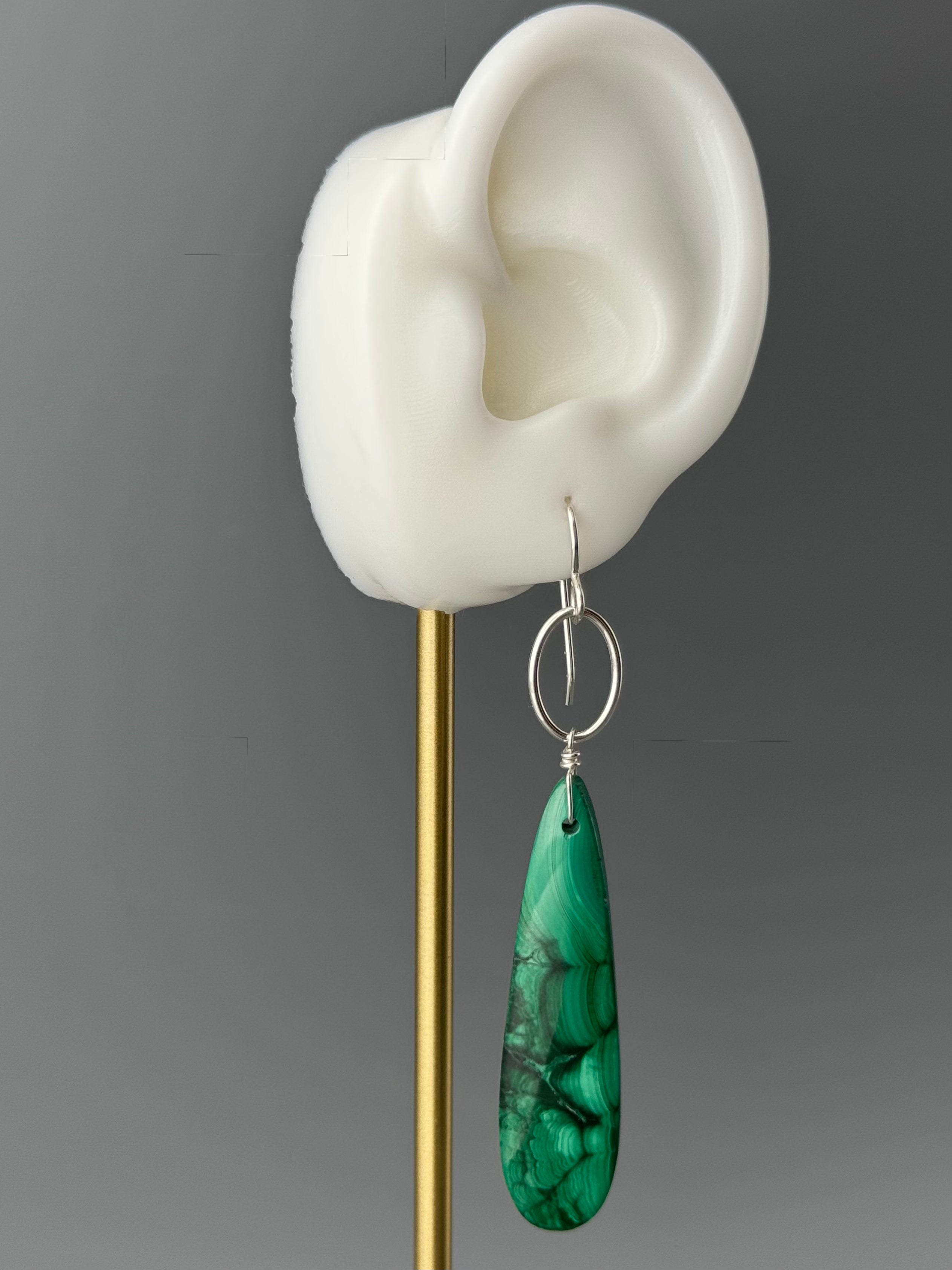•IO• congolese malachite + silver earrings