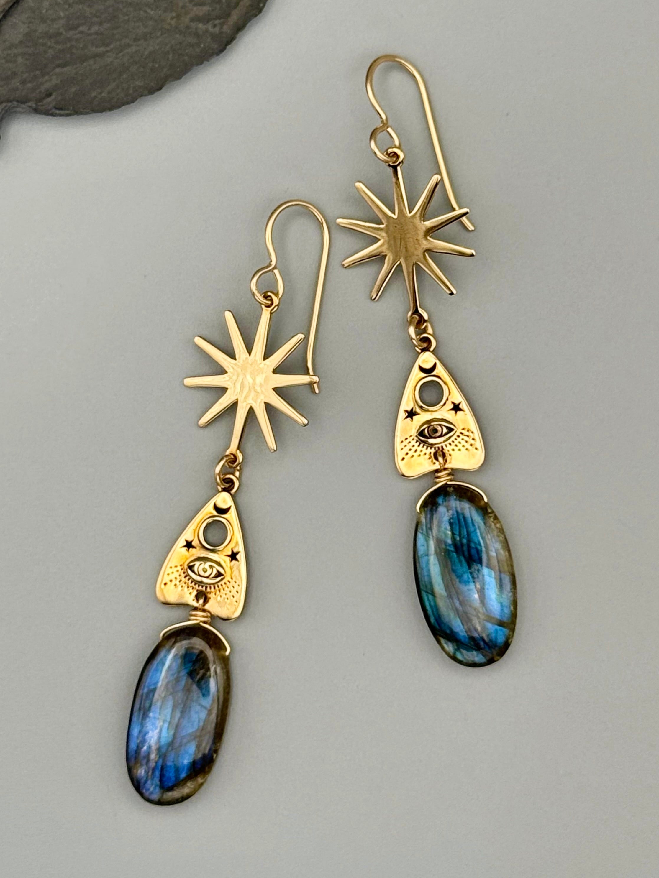•OUIJA• labradorite + gold earrings