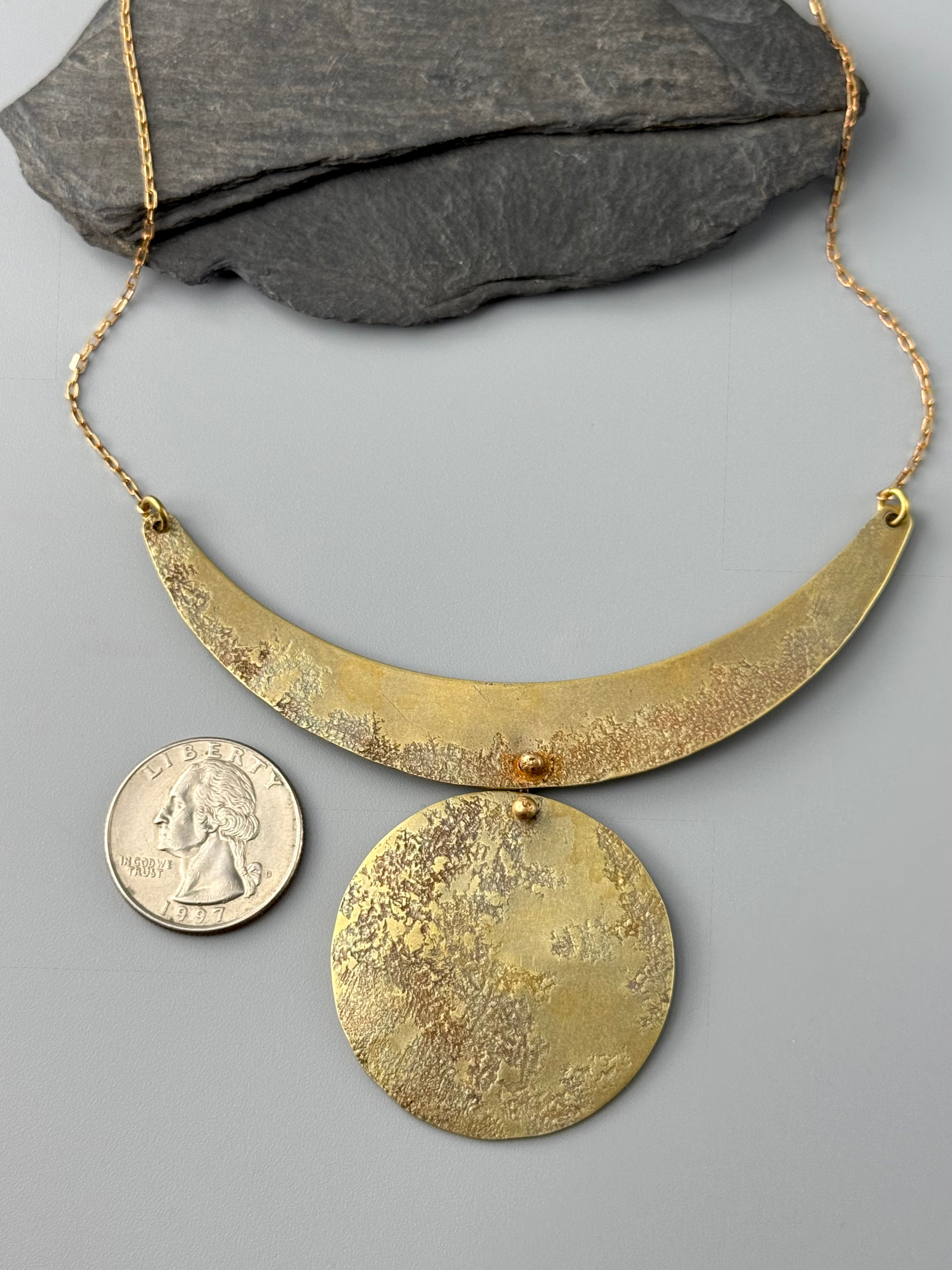 •CHARON• brass necklace (20" long + 2" drop)