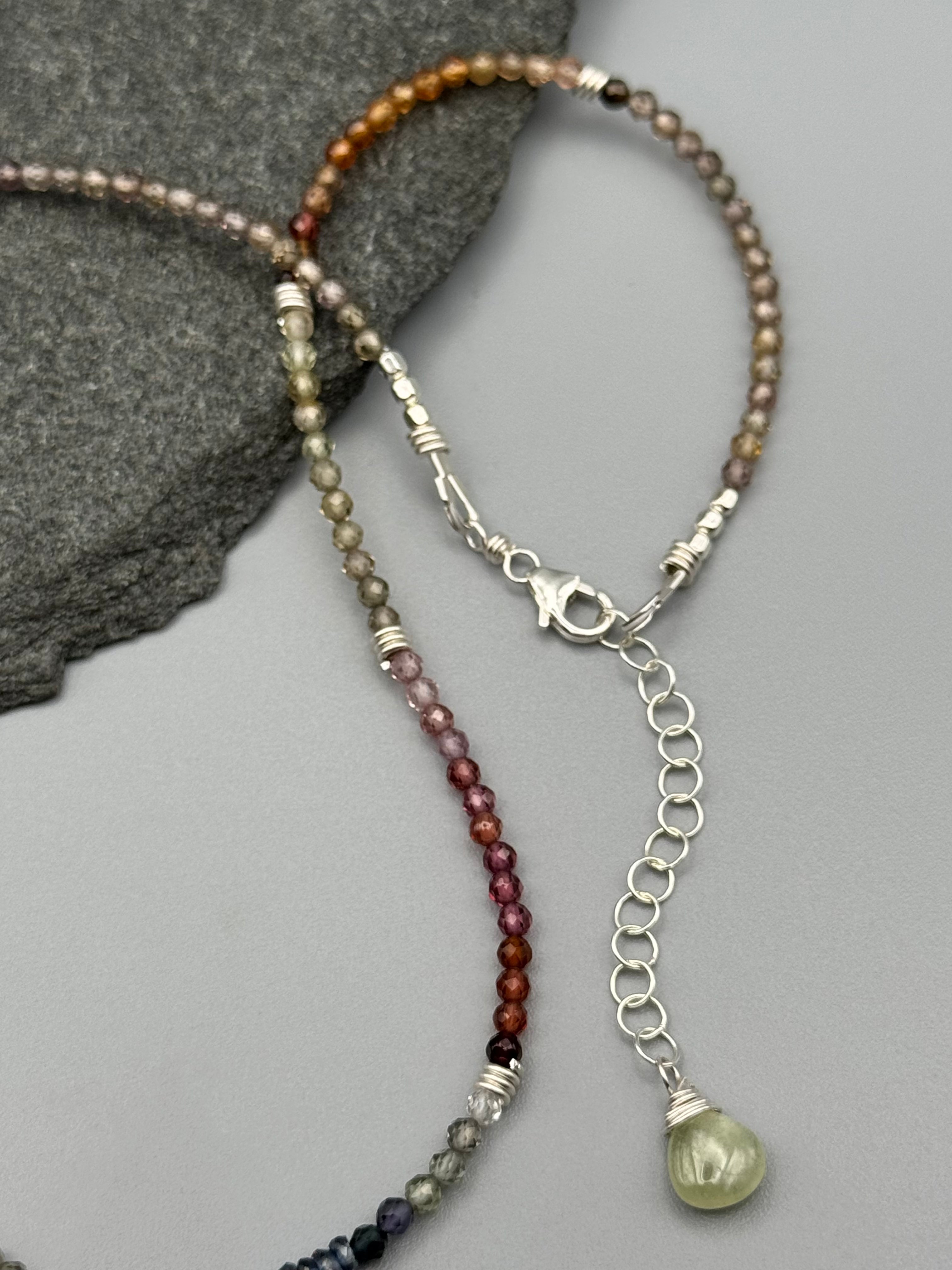 •LIL' COILS• tunduru sapphire + silver beaded necklace (" long)