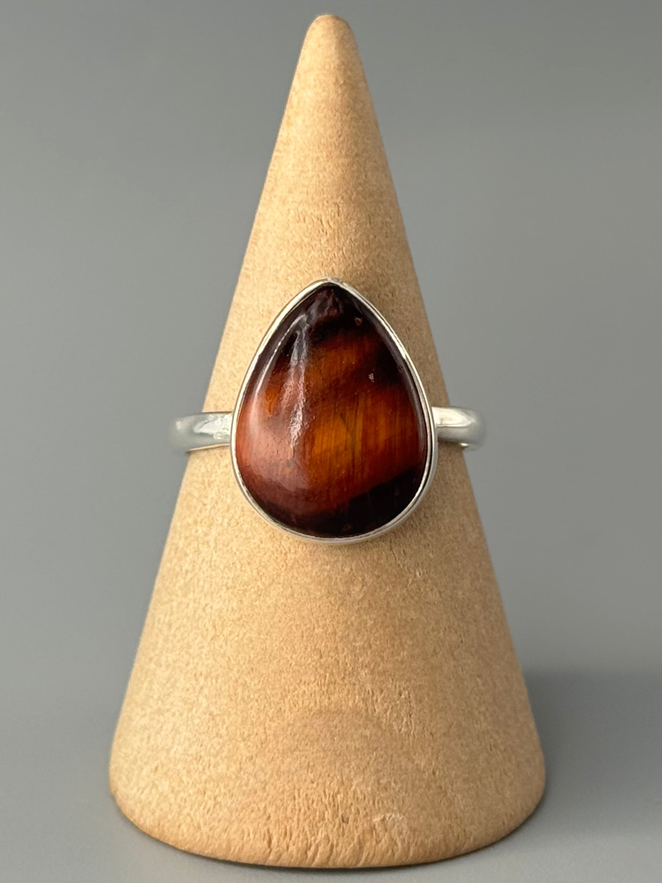 •RED TIGER EYE - LIL' TEAR• sterling silver ring (various sizes)