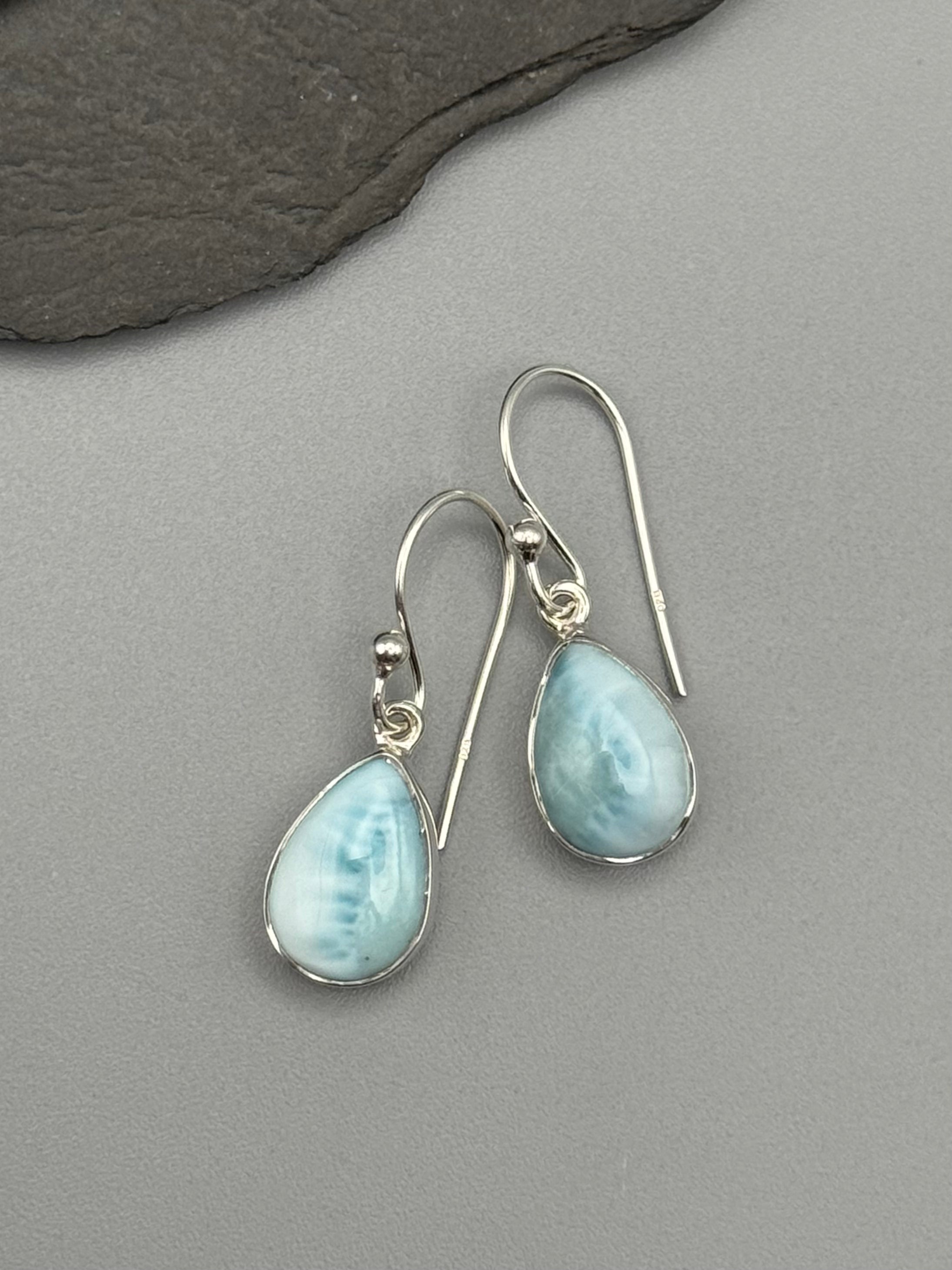 •LARIMAR - TEARDROP• silver dangle earrings