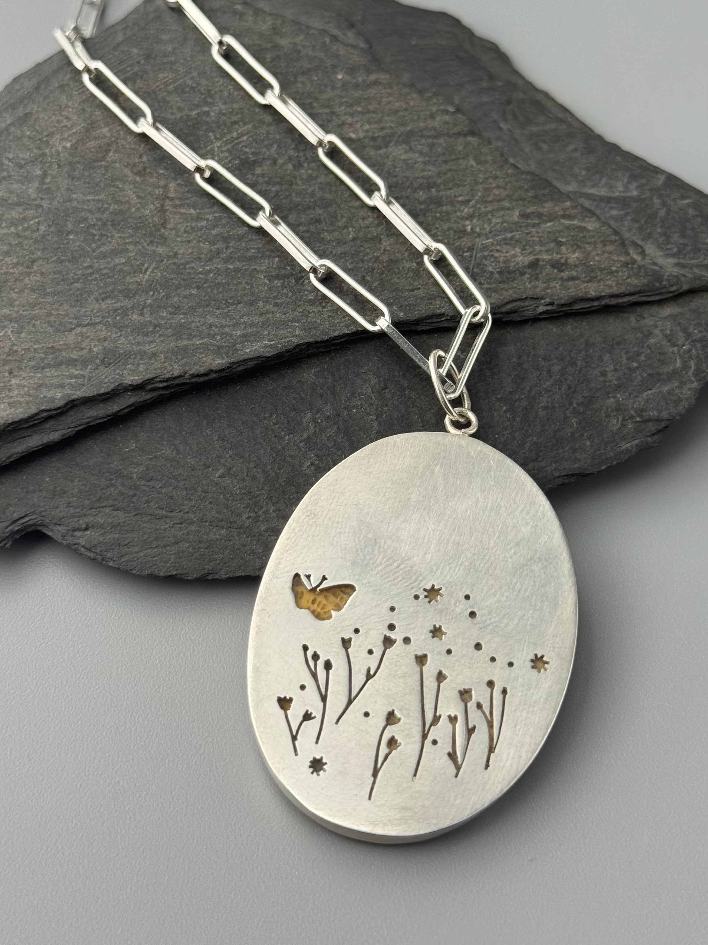•OH MY GARDEN• fossilized coral + silver necklace (18" long)