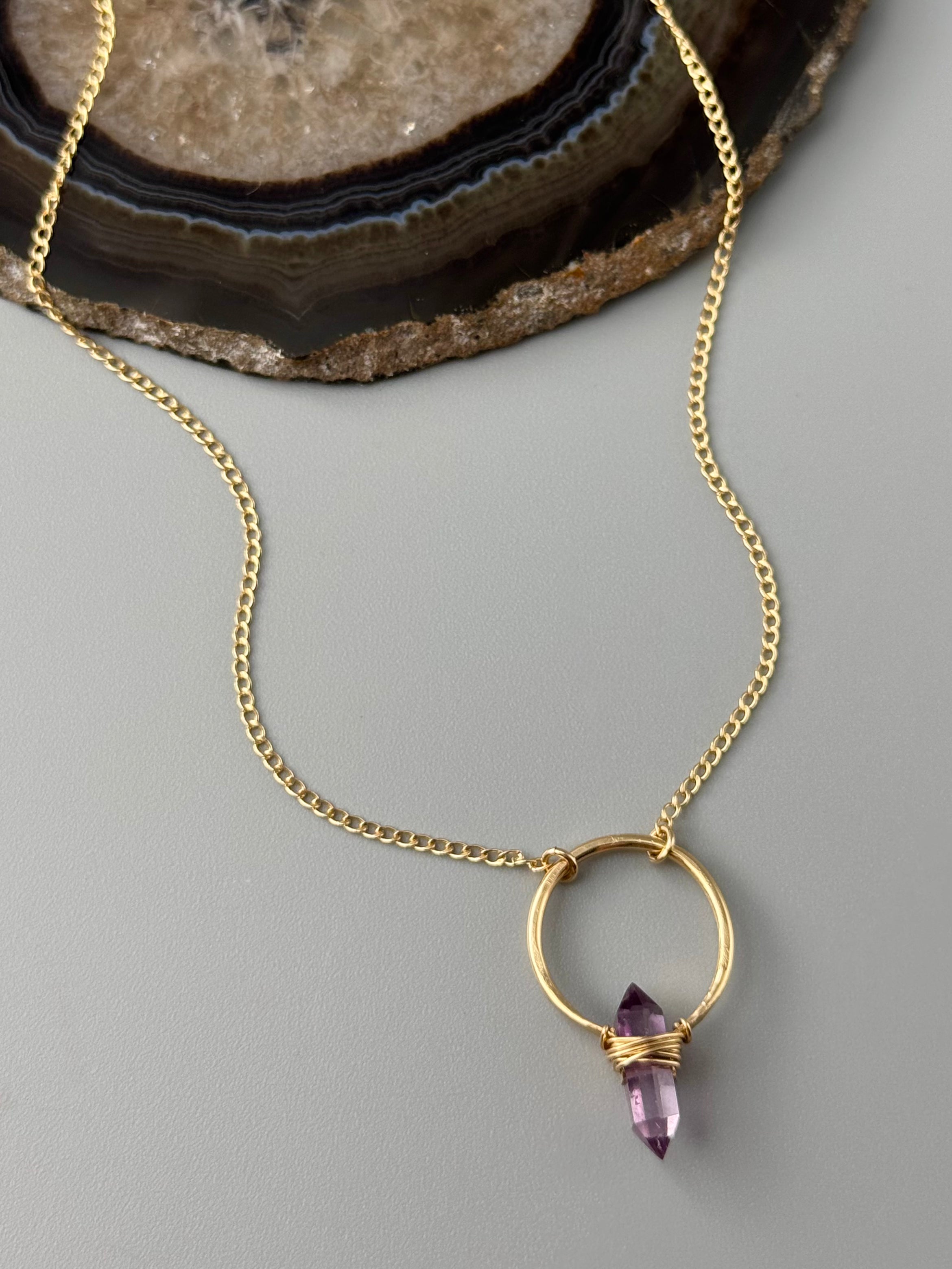 •CREST• amethyst + gold necklace (various lengths)