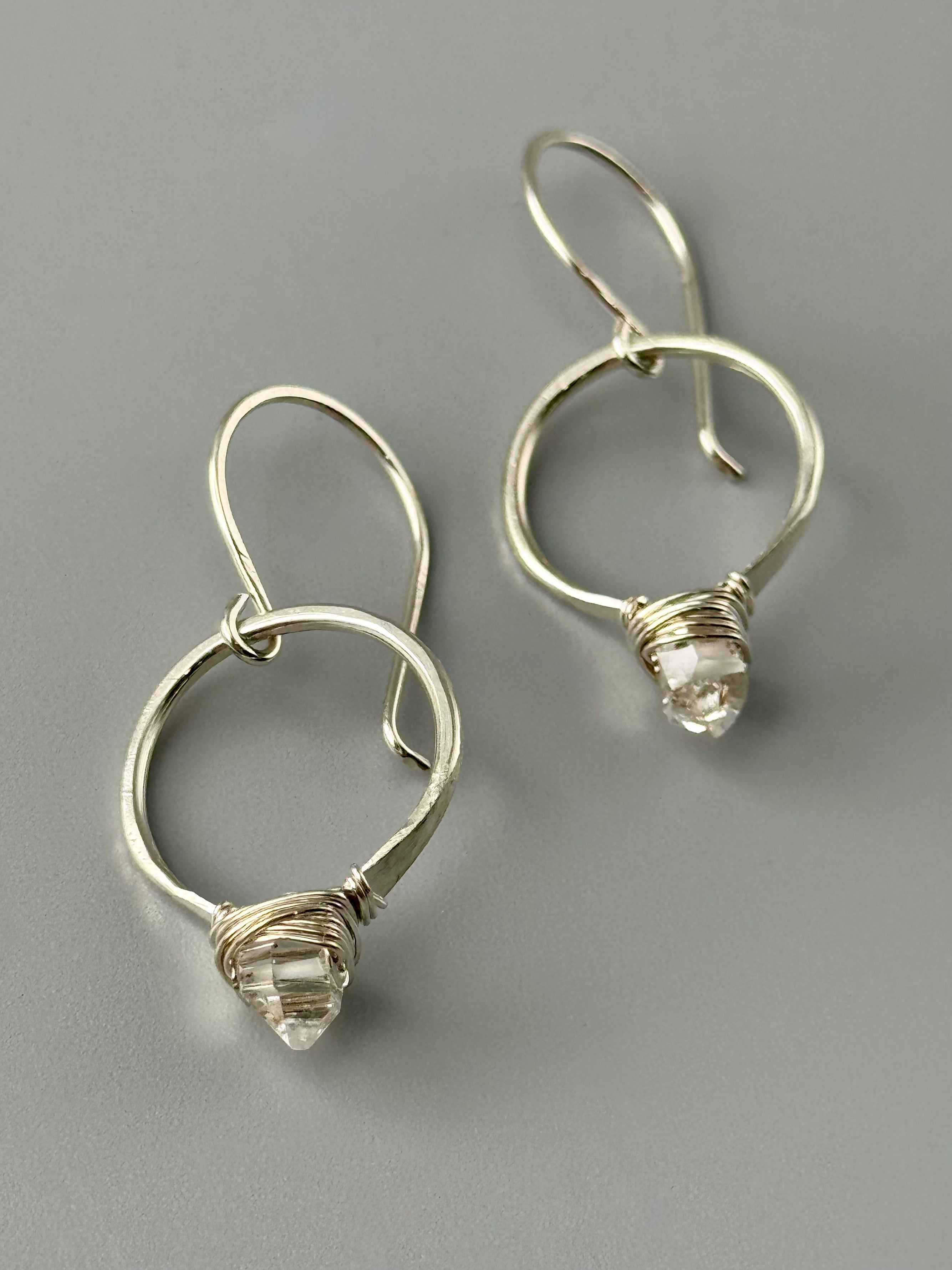 •PIKE HOOP• herkimer + silver earrings