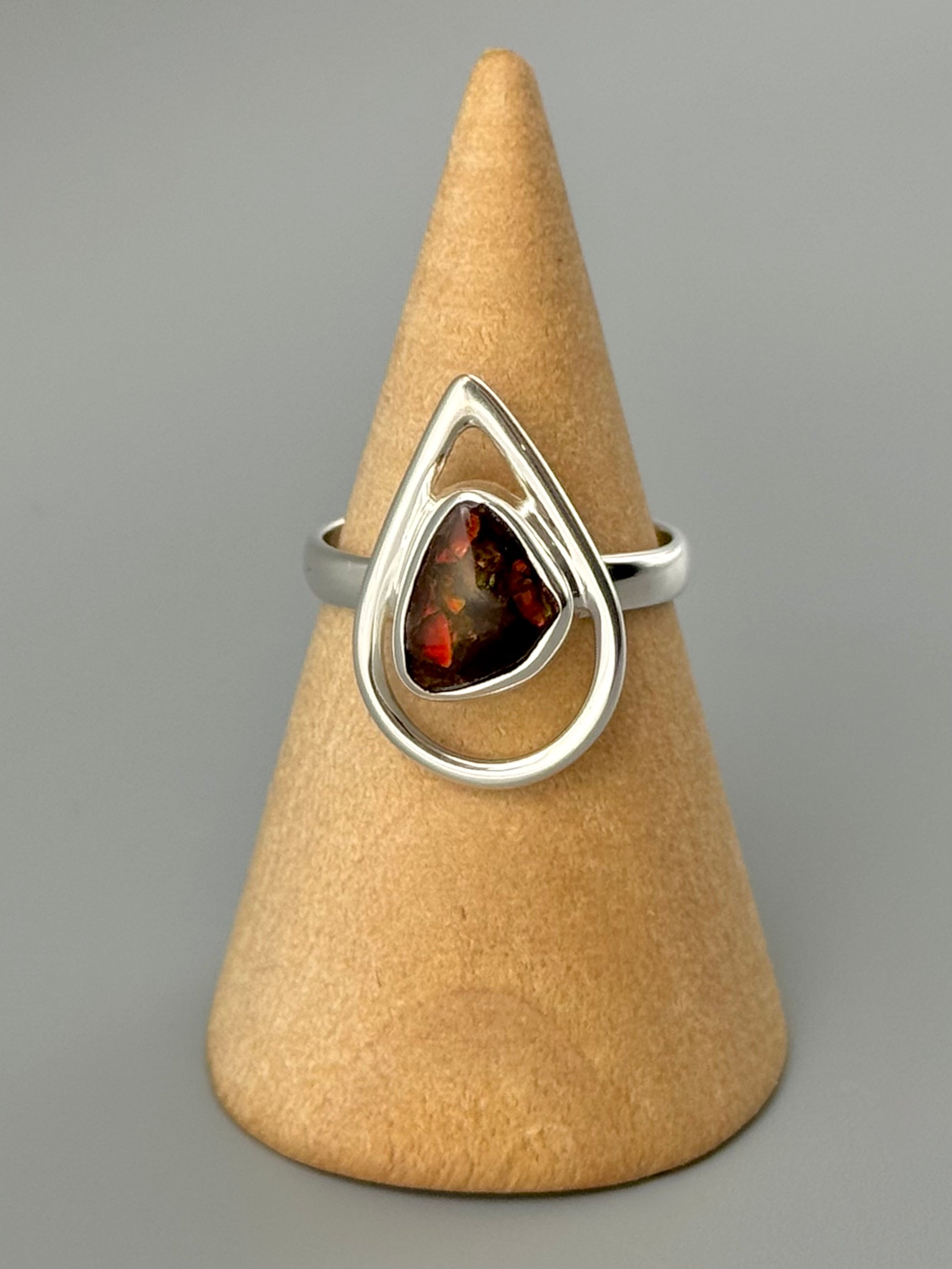 •AMMOLITE - OPEN TEAR 1• silver ring (size 7)