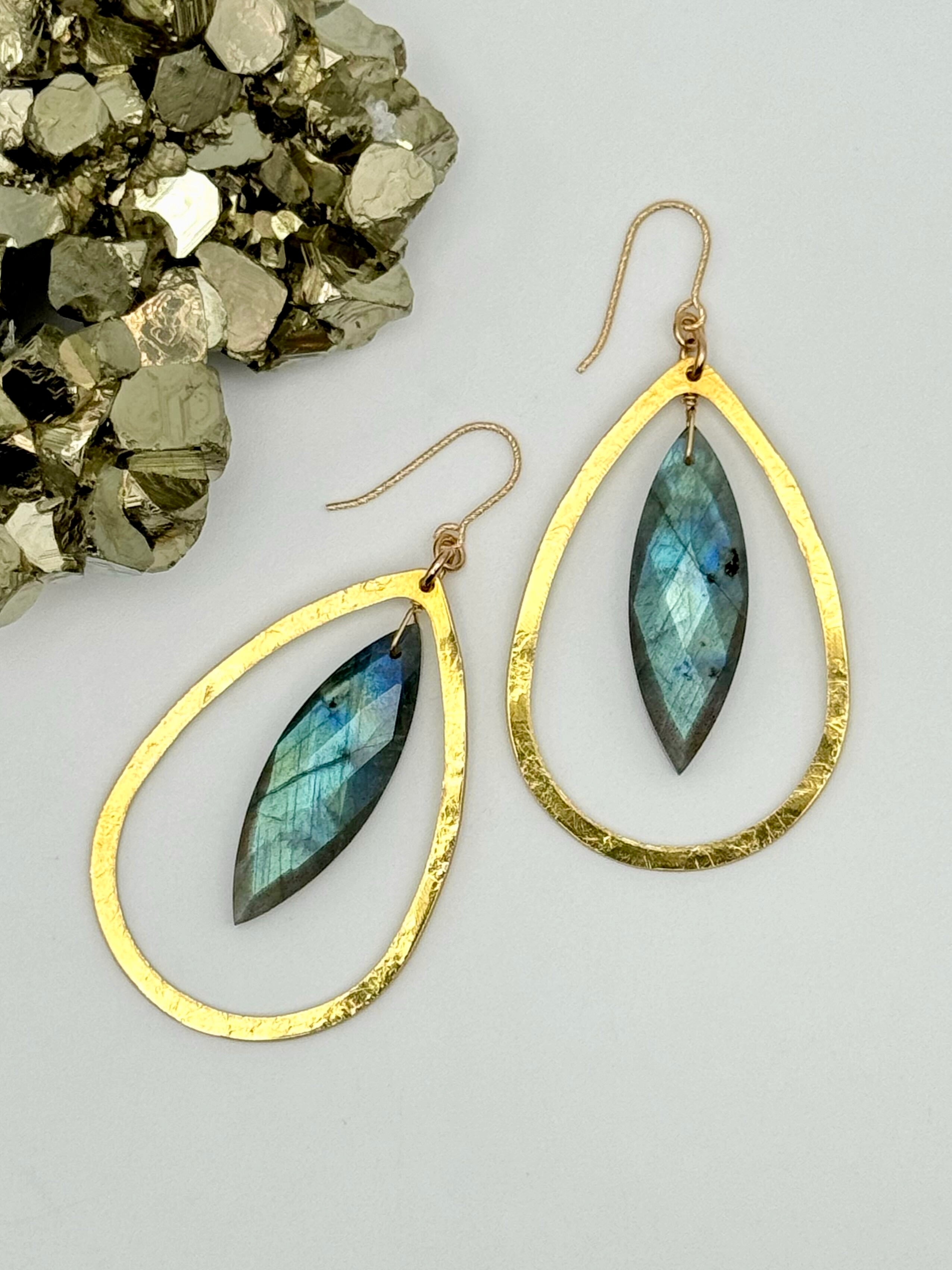 •RIVERDANCE• labradorite + gold dangle earrings