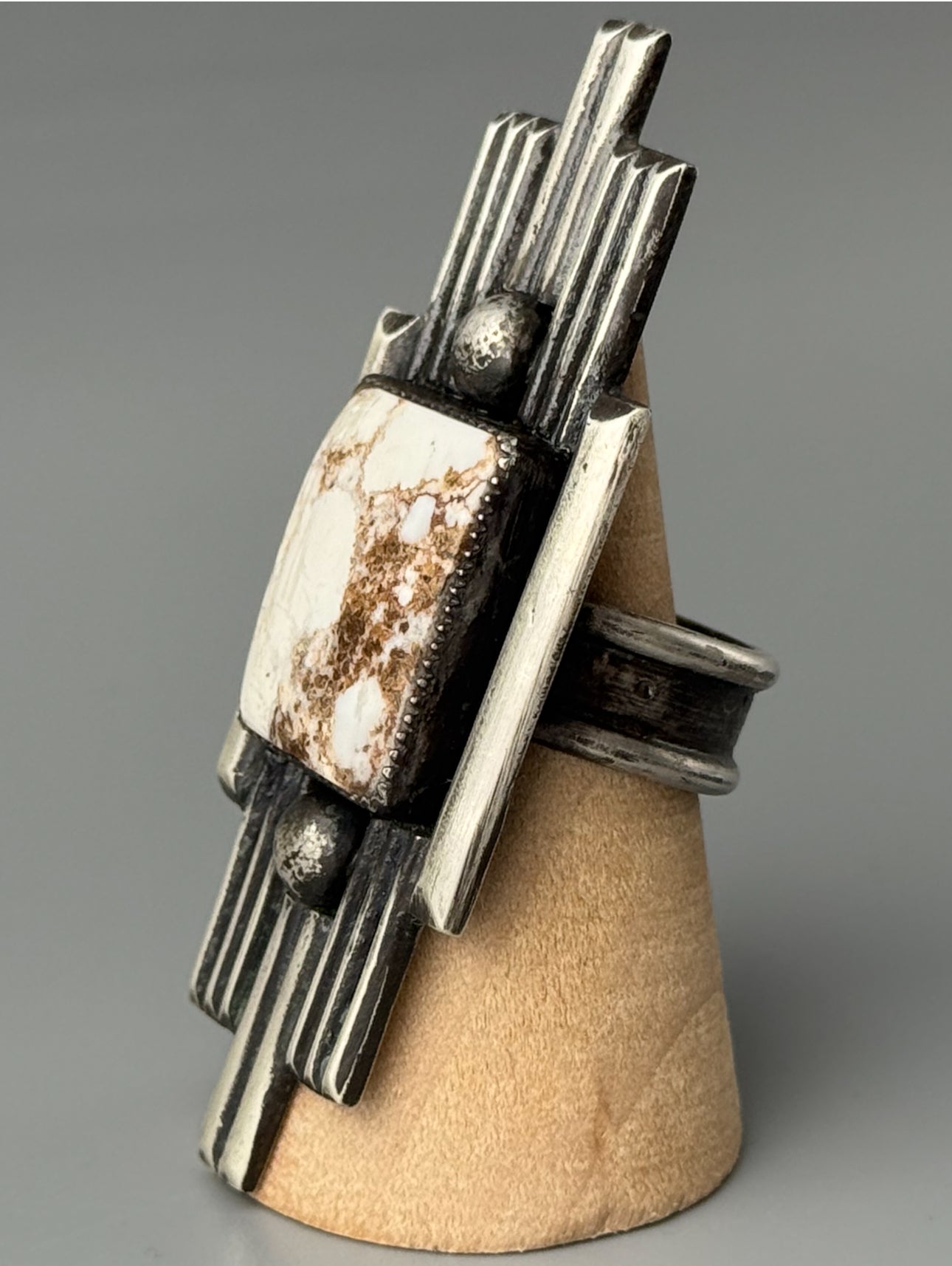 •EPOQUE• wild horse jasper + silver ring (size 8.5)
