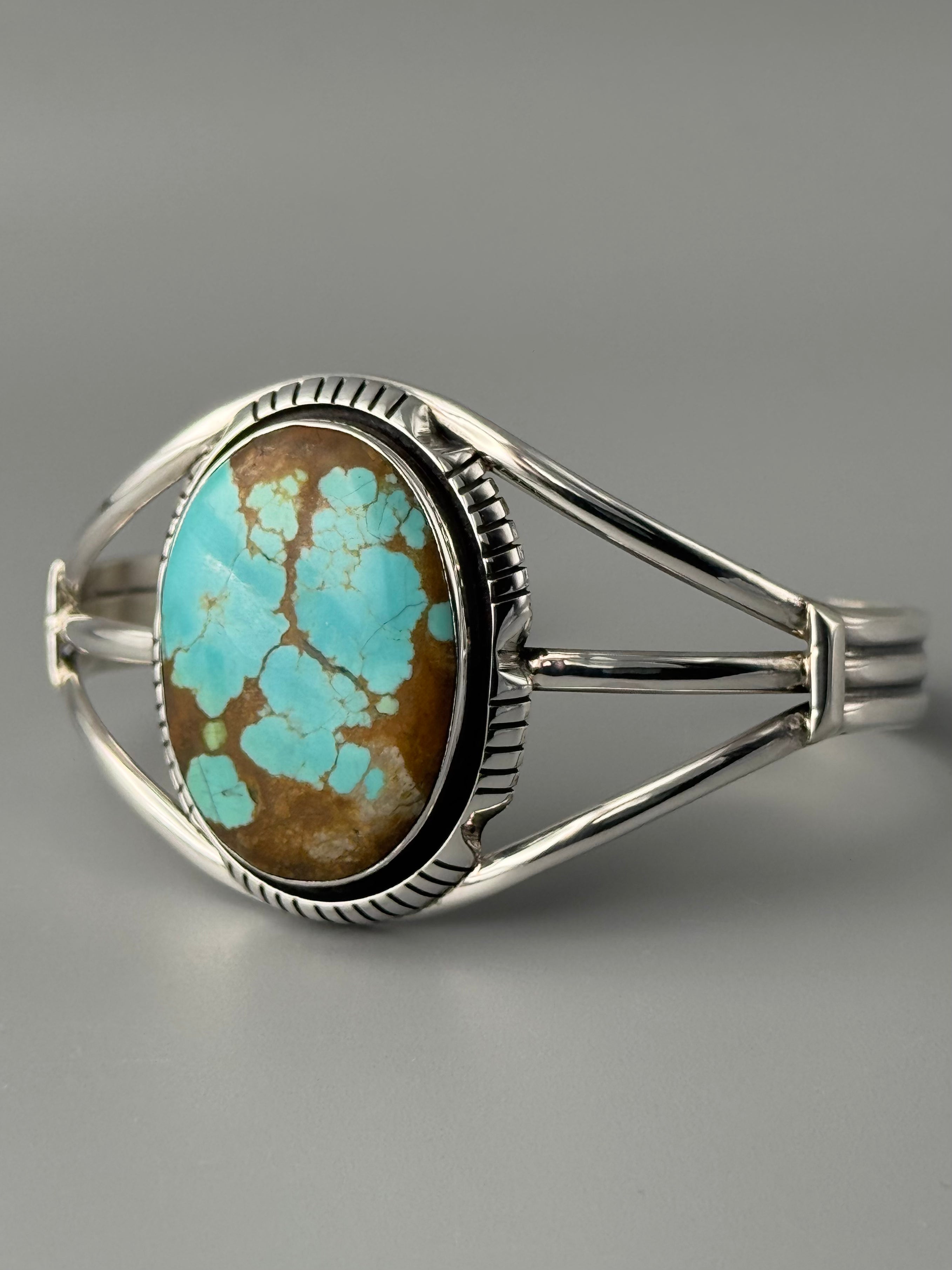•#8 TURQUOISE - ATSAH• Navajo sterling silver cuff bracelet (6.75" +/-)