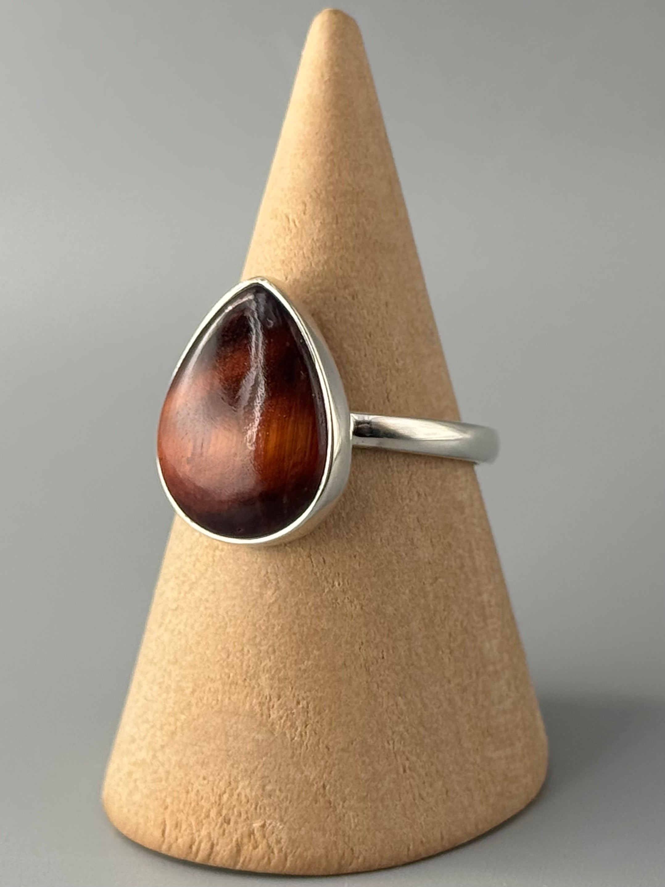 •RED TIGER EYE - LIL' TEAR• sterling silver ring (various sizes)
