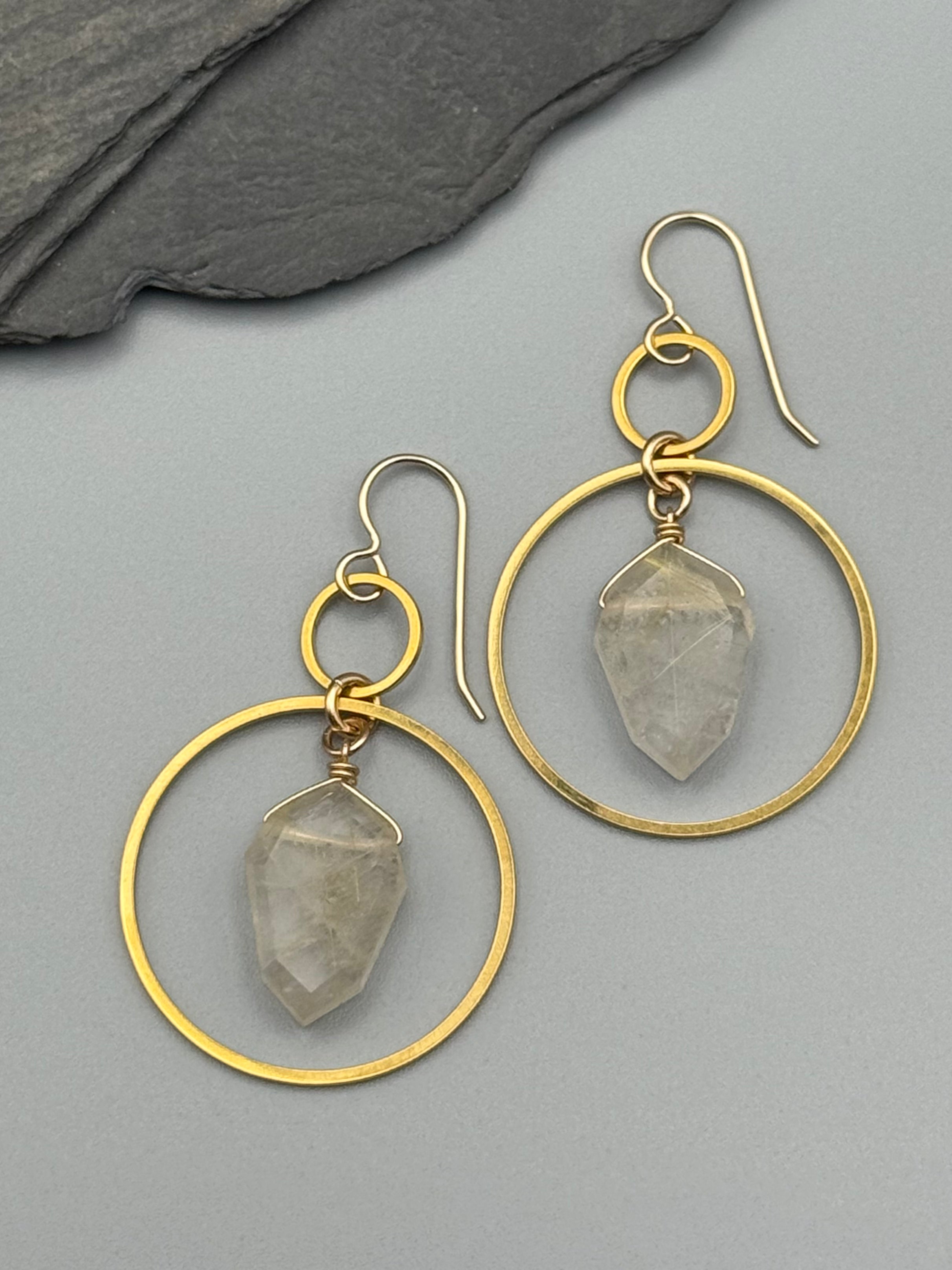 •EQUA-LUNA• rutilated quartz + gold earrings