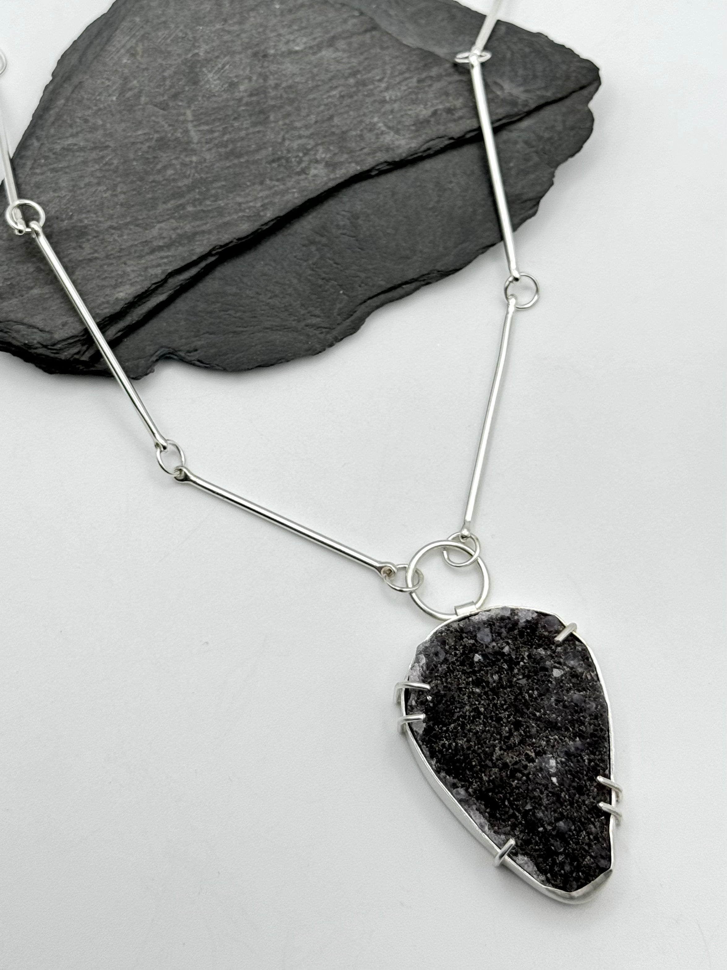 •DOGWOOD• druzy + sterling silver necklace (20"-21" long)