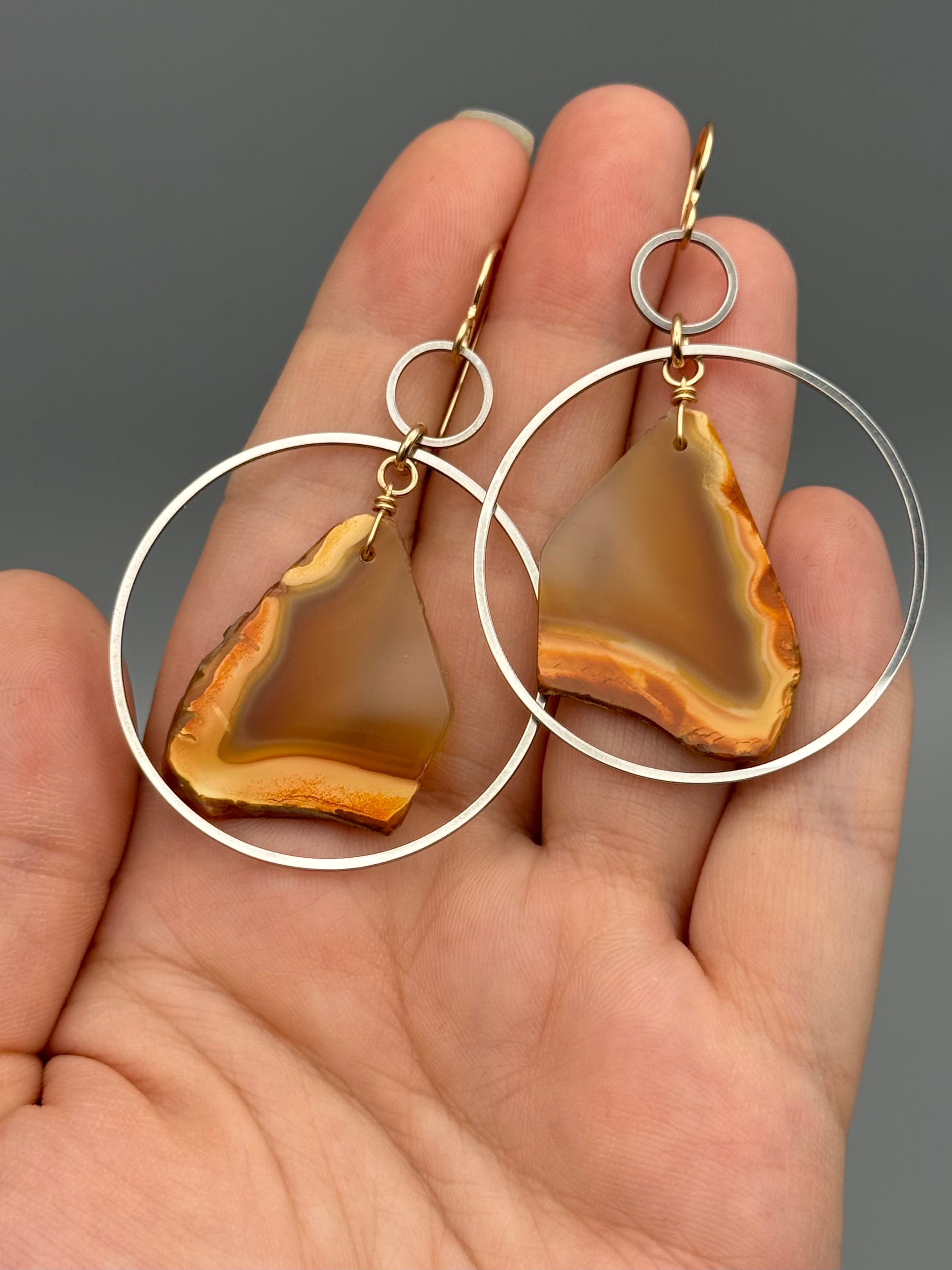 •EQUA-LUNA• carnelian + mixed metal earrings