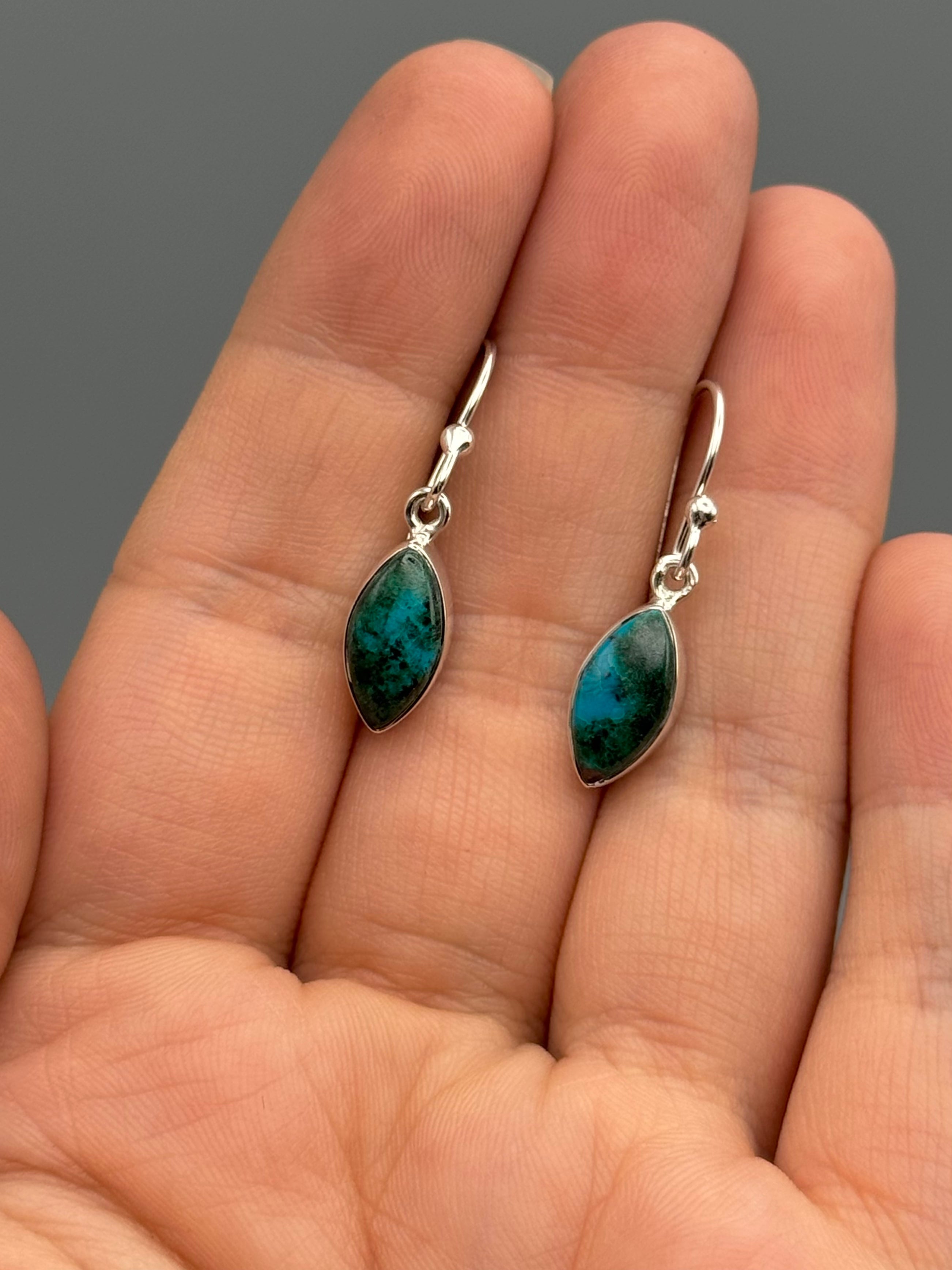 •CHRYSOCOLLA - MARQUISE• silver dangle earrings