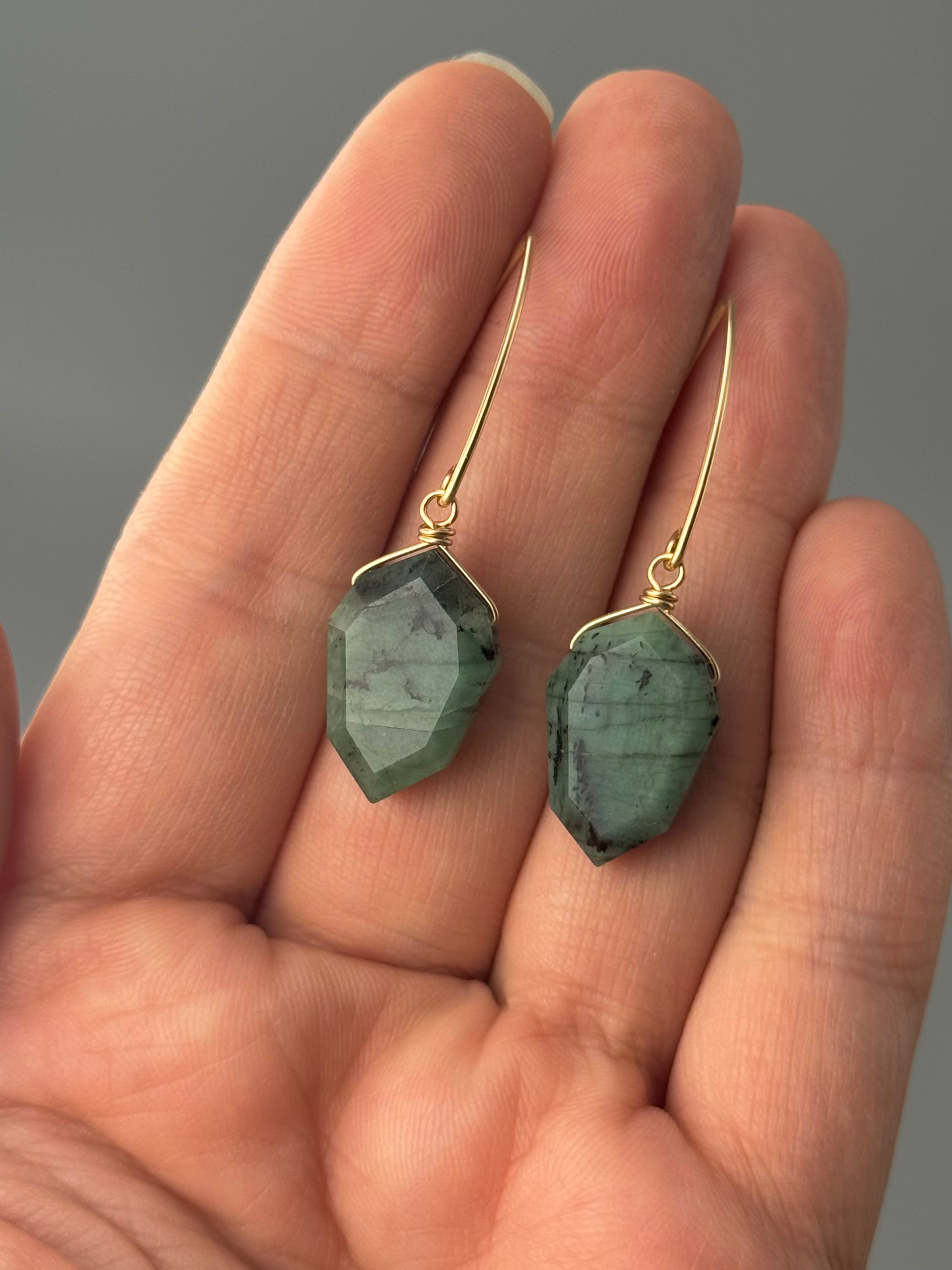 •STRAY• emerald + gold earrings