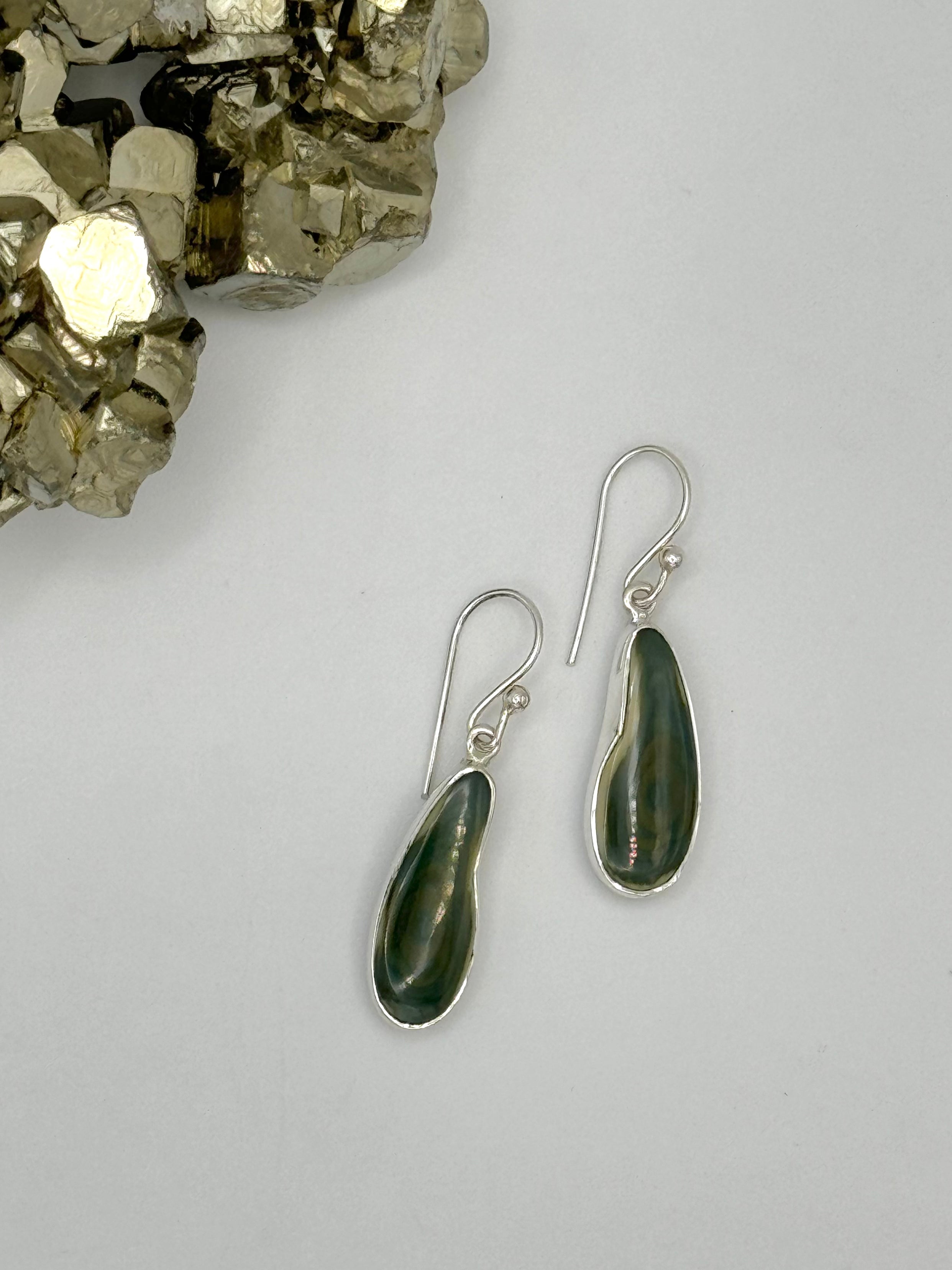 •IMPERIAL JASPER FREEFORM• silver dangle earrings