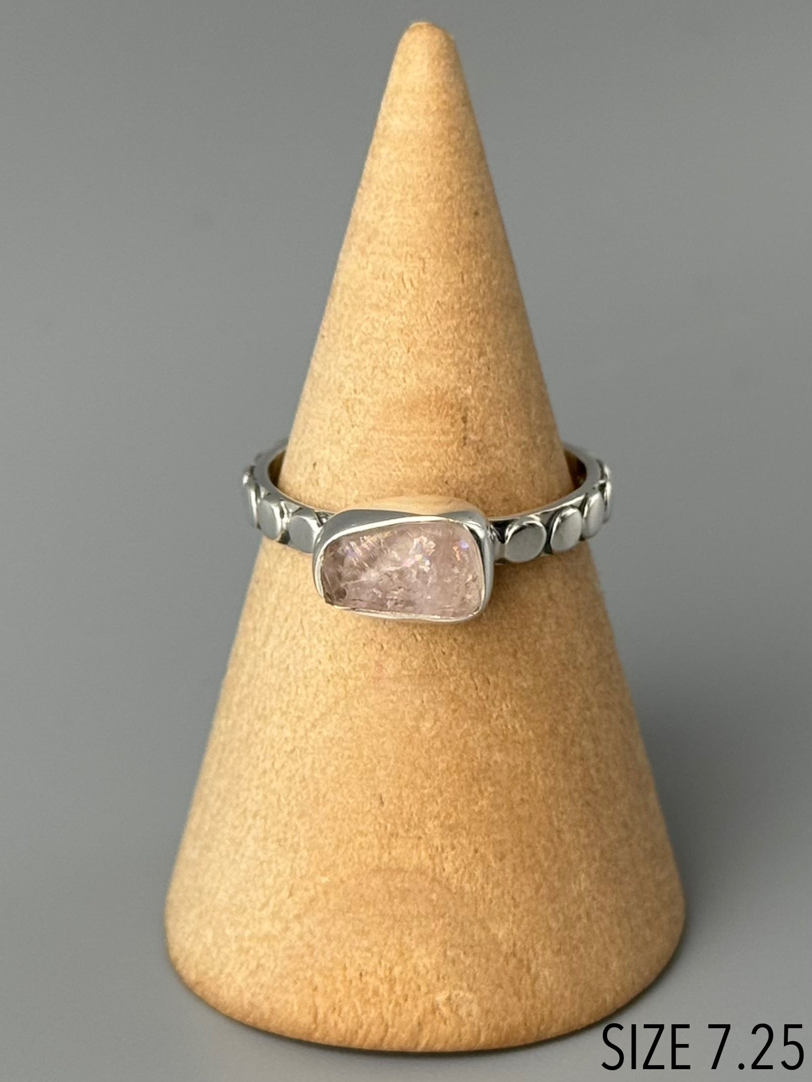 •MORGANITE - NUGGET• flat dotted band silver ring (various sizes)