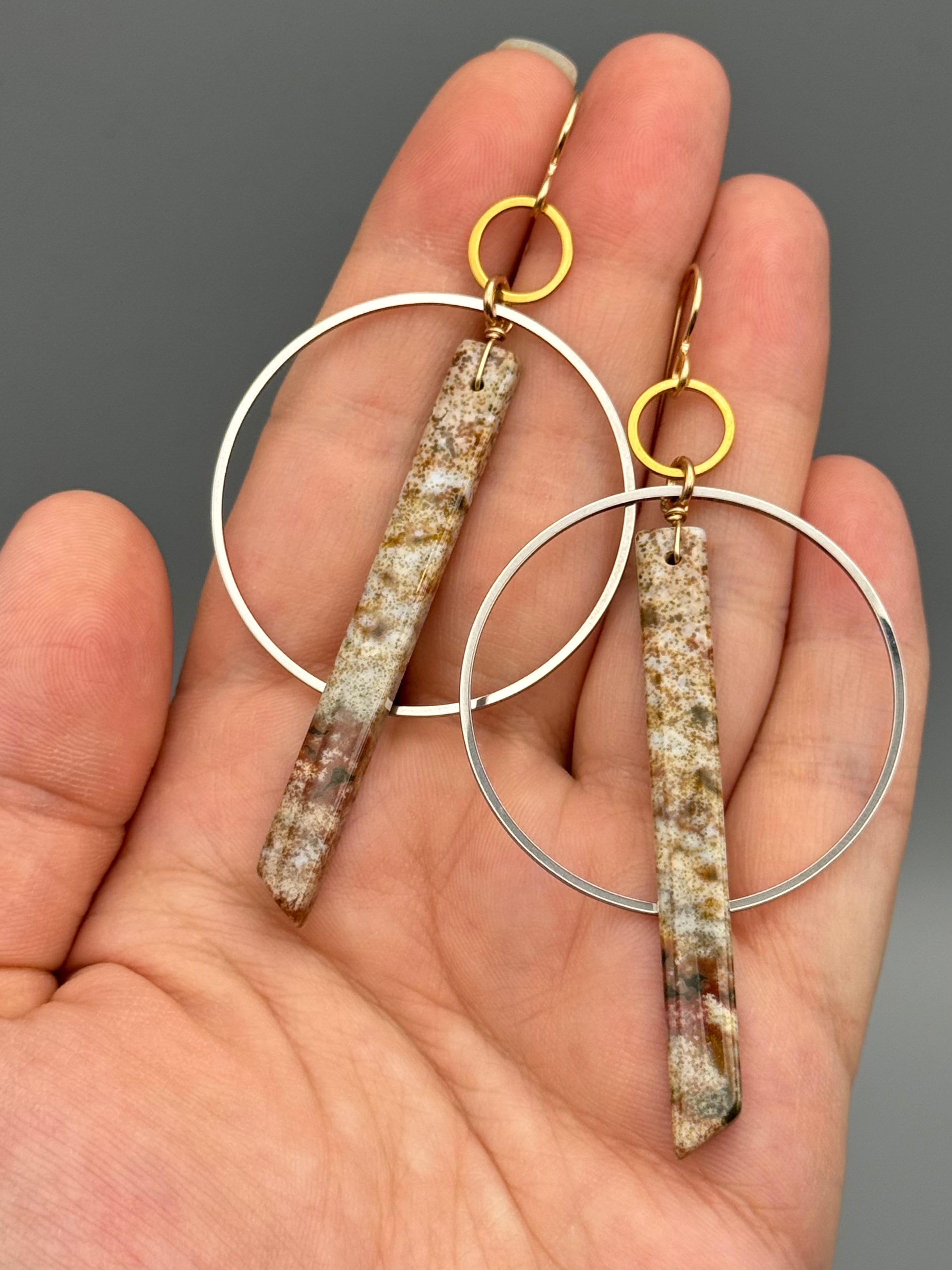 •EQUA-ORBIT• ocean jasper + mixed metal earrings