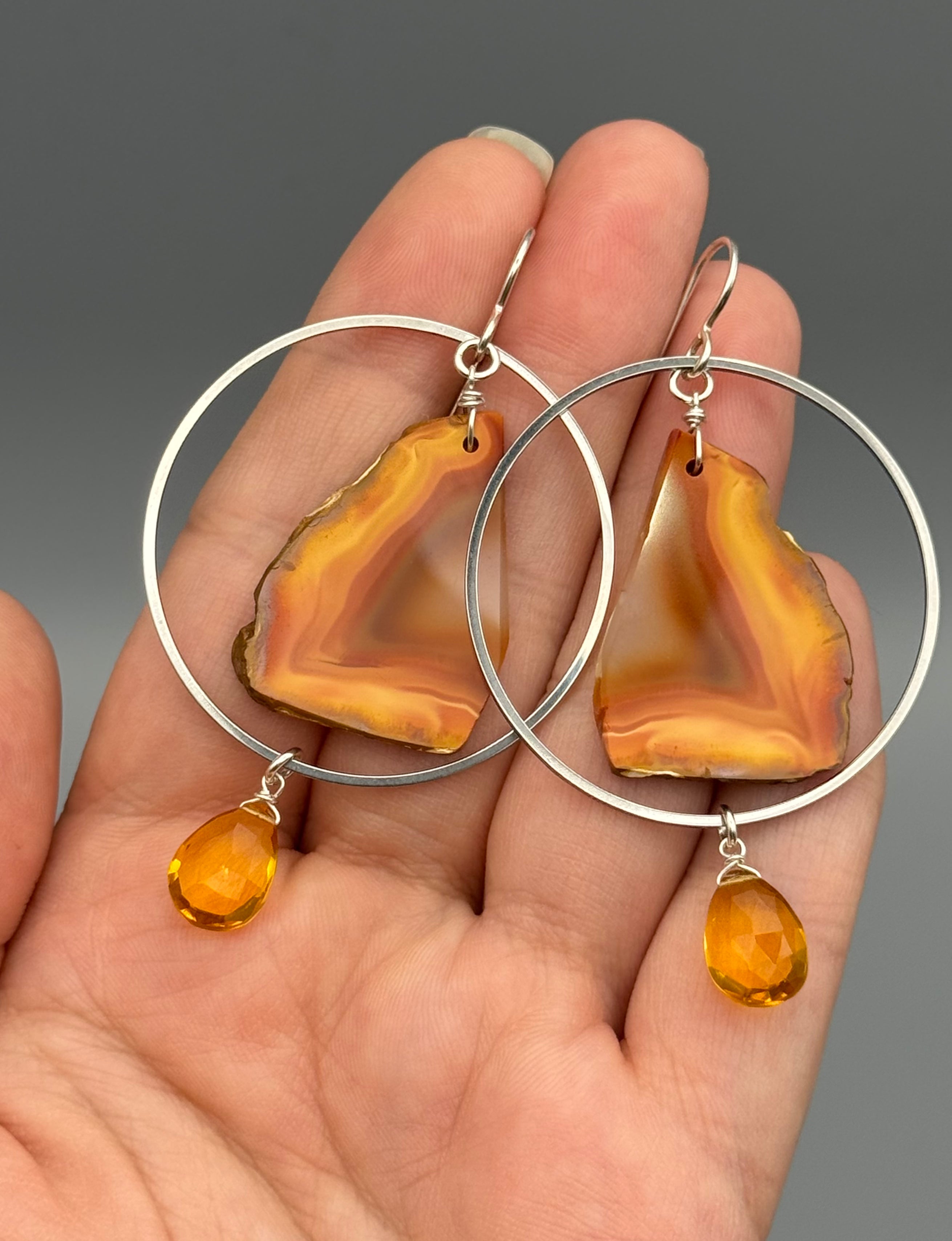 •LUNA• carnelian + citrine silver earrings