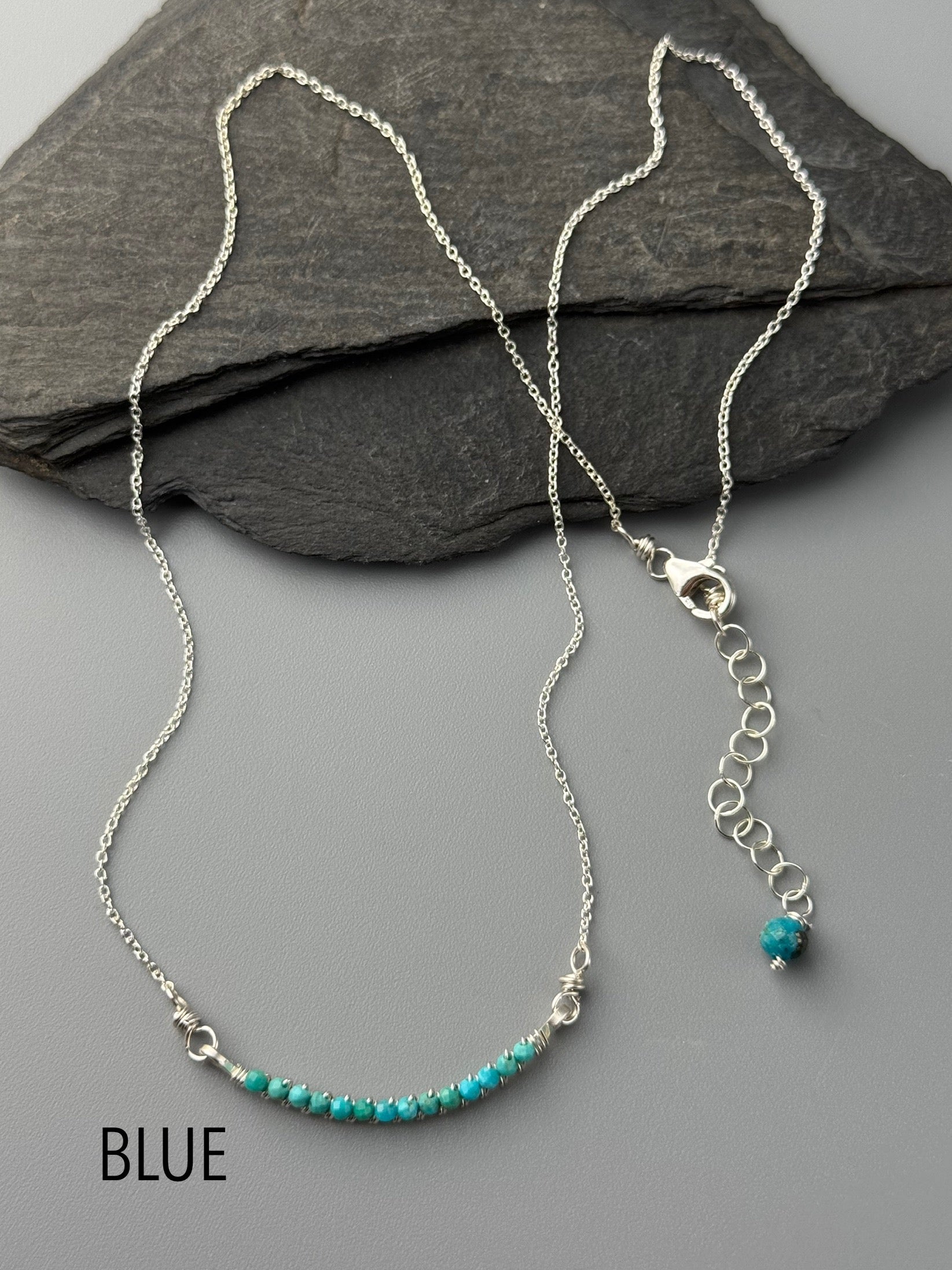 •SMILE• turquoise + silver necklace (16" long)